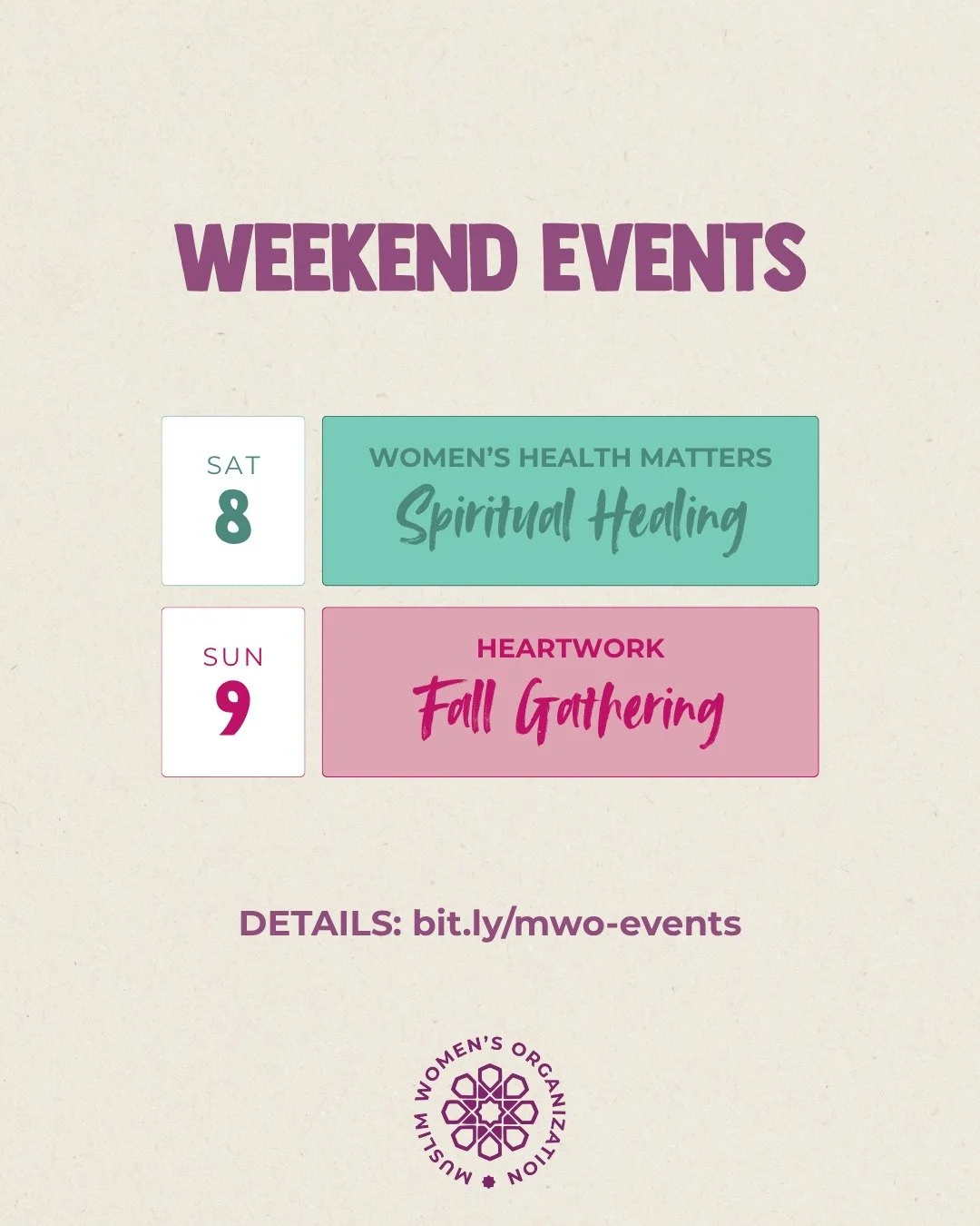 Get ready for this weekend's events! Find details at bit.ly/mwo-events