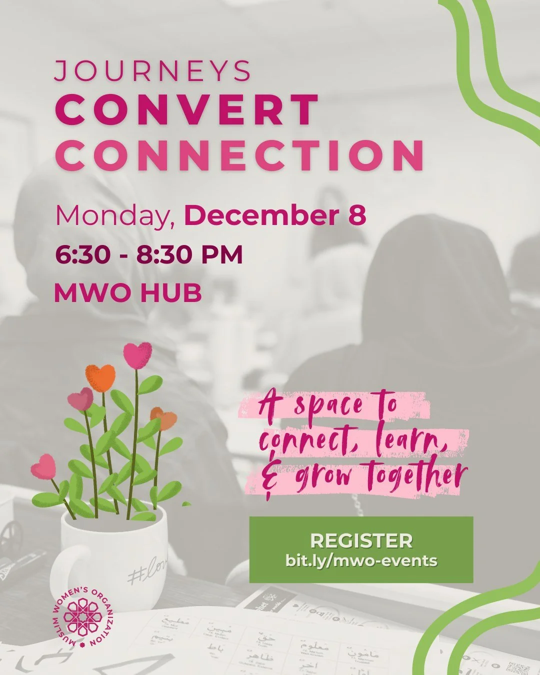 The holiday season can feel complicated when you're navigating faith and family dynamics. We see you. We've got you.

Join us for a special gathering during Open House Week designed just for convert sisters. This is your safe space to share, reflect,