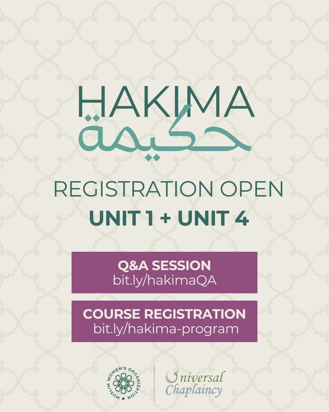 ✨Deepen your understanding of yourself, of God, and learn to be a spiritual support for those around you✨

MWO&rsquo;s Hakima Training Program is taught by Amany Shalaby, a chaplain, community leader, author, mentor and our resident Hakima. 

If you 