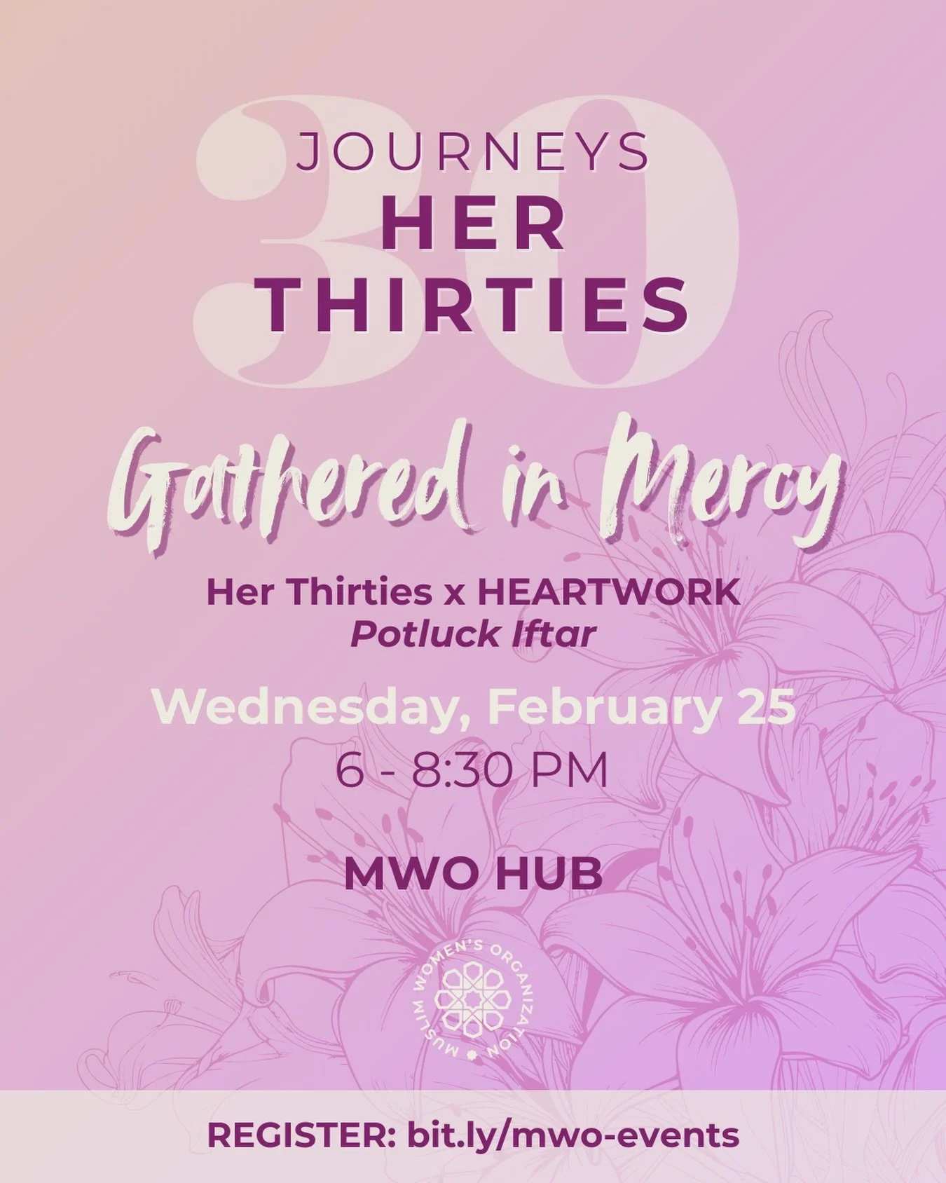 Gathered in Mercy is a sisterhood potluck iftar where we&rsquo;ll break our fast, share favorite Ramadan dishes and spend the evening in community.

Bring a dish and join us at the HUB for this Her Thirties x HEARTWORK collaboration 🥰

🔗Link to reg