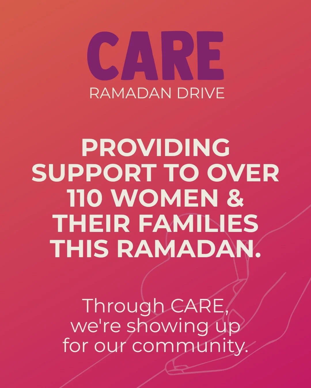 As Ramadan approaches, we&rsquo;re providing support to over 110 women in our community through CARE. We&rsquo;ve raised $6,500 toward our $12,500 goal. TODAY IS THE LAST DAY to be counted toward Saturday&rsquo;s distribution.

Help us ensure each wo