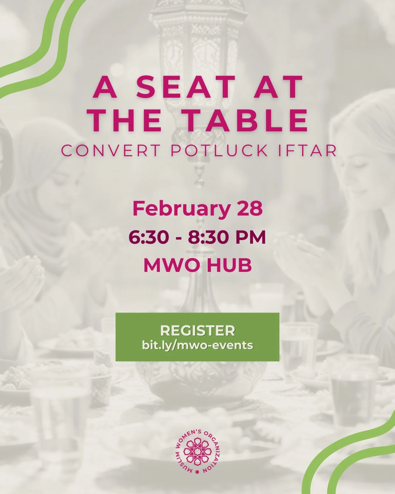 🍽️ You&rsquo;ll always have a seat at our table!

Join us for &ldquo;A Seat at the Table,&rdquo; a convert-centered iftar potluck focused on sisterhood, belonging, and community. This gathering is a reminder that no one should ever break fast alone.