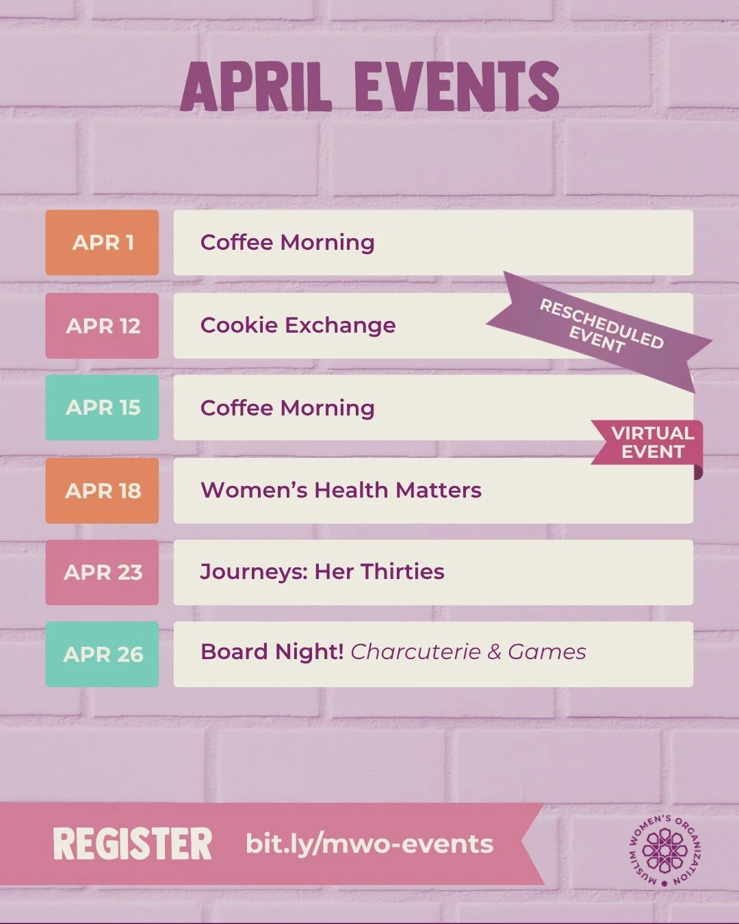 April calendar drop! Come join us.

Registration required for all events.
Sign up at link in bio.