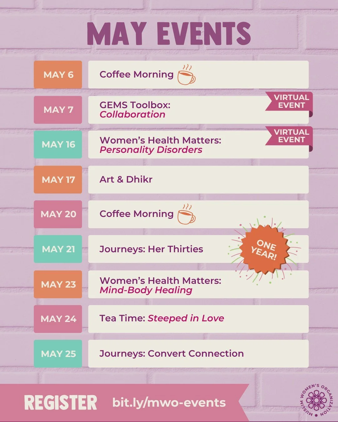 May is upon us! Join us at one (or more) of our beautiful gatherings this month. We have everything: productive education on organizational collaboration, TWO Women's Health sessions, a circle of art + rememberance, a celebration of a beloved initiat