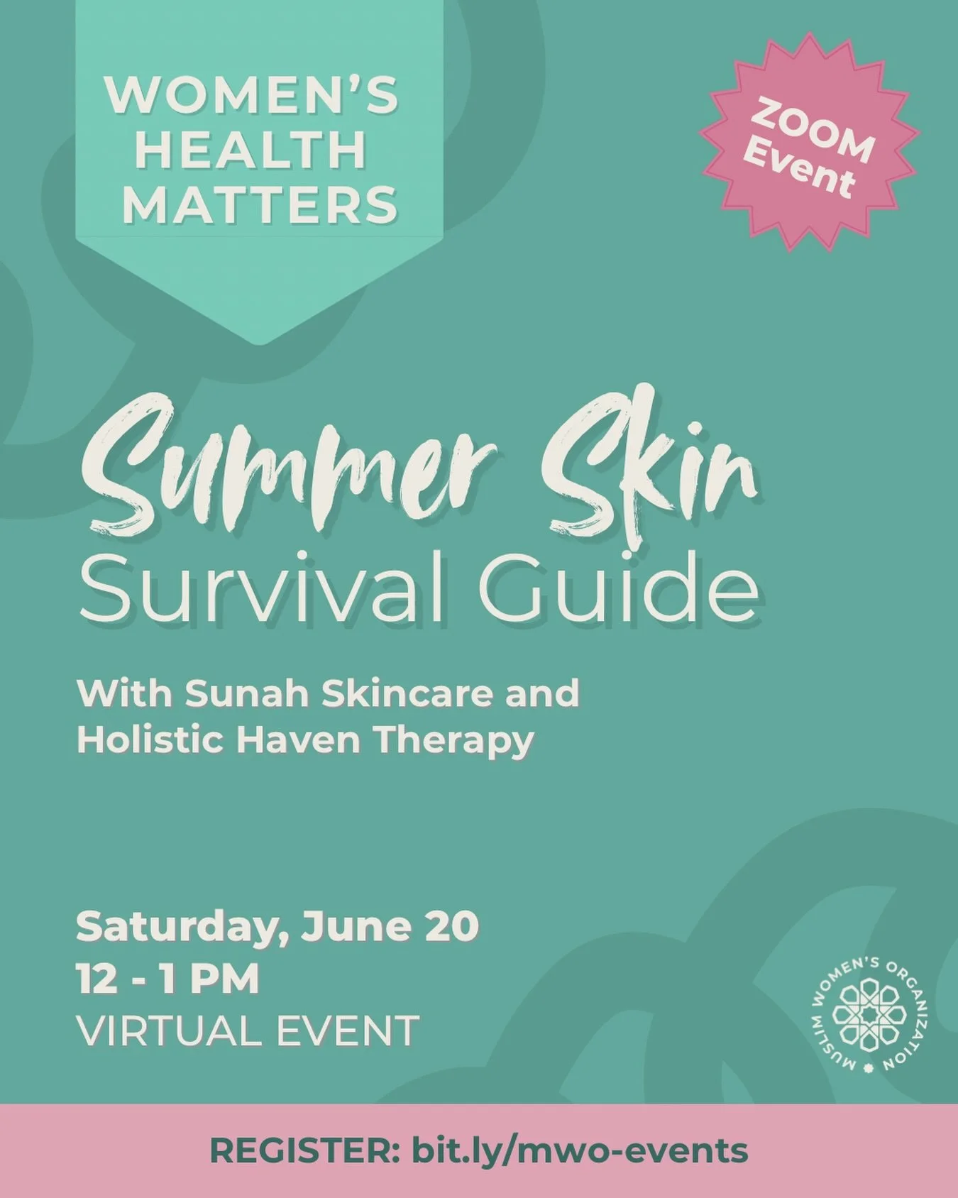 Join Halima and Sadia for a conversation on Summer skincare to get you ready for the season!

This will be a virtual conversation on Zoom. Register now at bit.ly/mwo-events