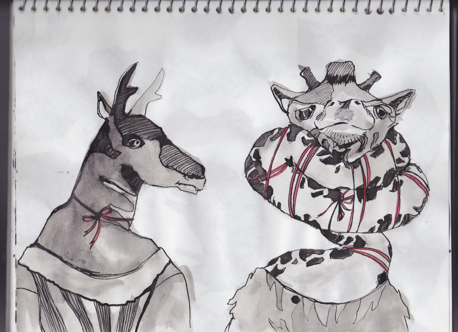 India ink and watercolor