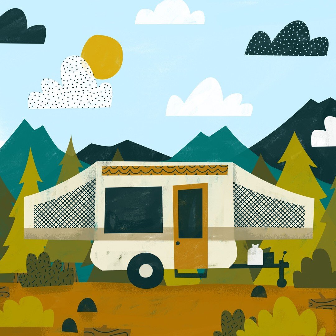 I give you Trent, our lovely tent trailer. Missing him already, but excited to tackle another adventure this weekend.
.
.
.
.
#womenwhodraw #womenofillustration  #illustrationdaily #artistsoninstragram #illustration #art_spotlight #editorialillustrat