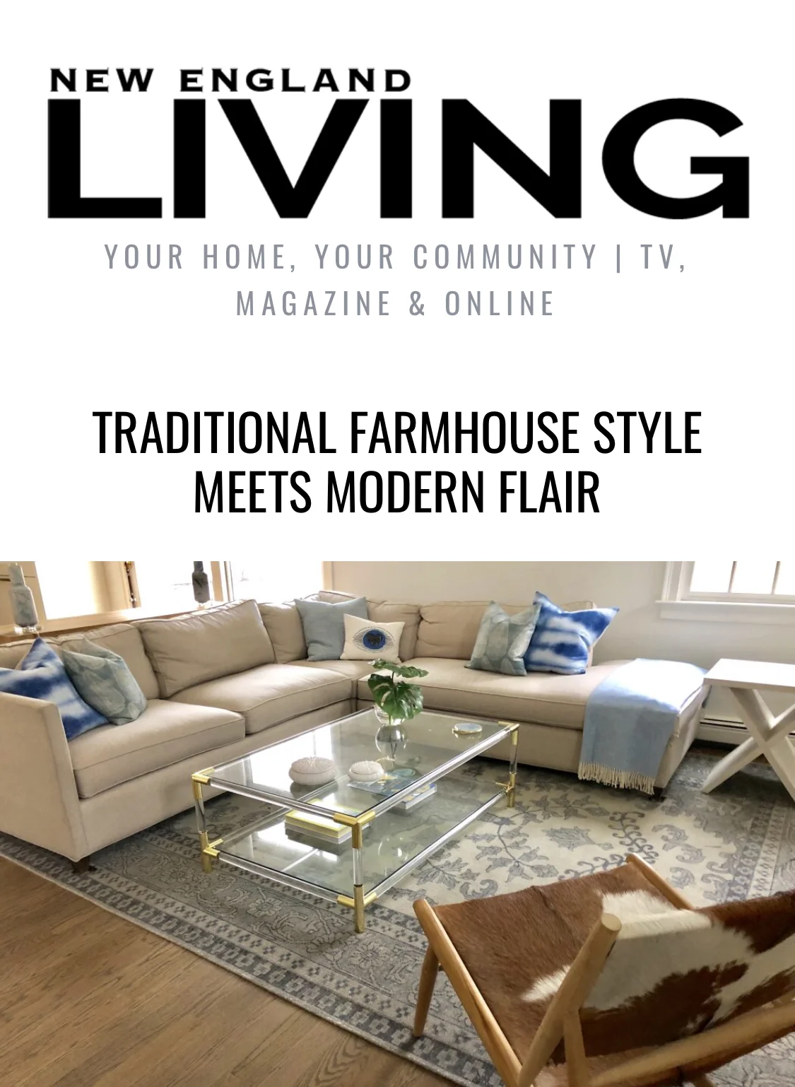 Homeowners Sarah and Chris Hines wanted their Norwell, Massachusetts, home to be a reflection of the things that they and their kids, Olivia, 12, and Cole, 10, like to do. “They surf, they’re out on their boat, they cycle—they’re an active, free-spirited family,” says designer Maggie Jerde of Maggie Jerde Design in Norwell, who was the designer for the project along with her partner, Jamie Therrien. Situated next to Jacob’s Farm, the home, built in 1999, has an old-farmhouse feeling. In the interior design update, Jerde says the Hineses wanted to incorporate modern design elements while paying tribute to the home’s original style.