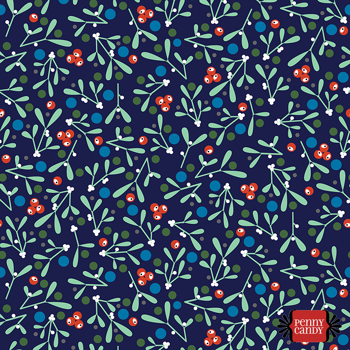 Ditsy Mistletoe in Jackie Blue