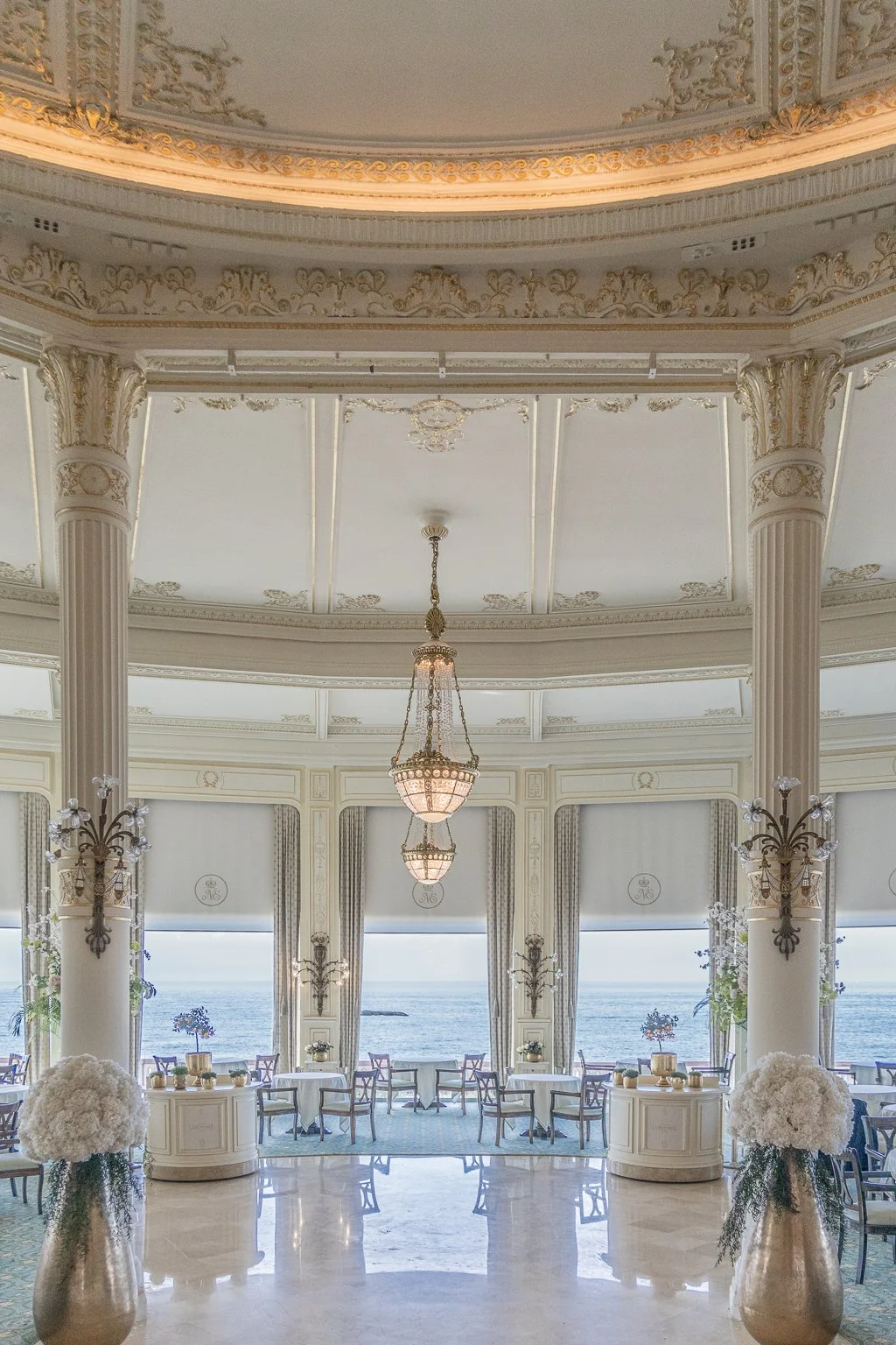Majestic interior of Hôtel du Palais Biarritz overlooking the Atlantic Ocean
