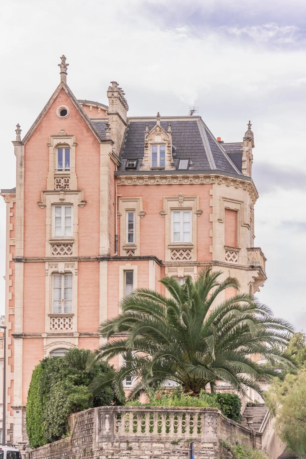 Elegant façade of Villa Clémence in Biarritz showcasing Art Deco architecture and ocean views