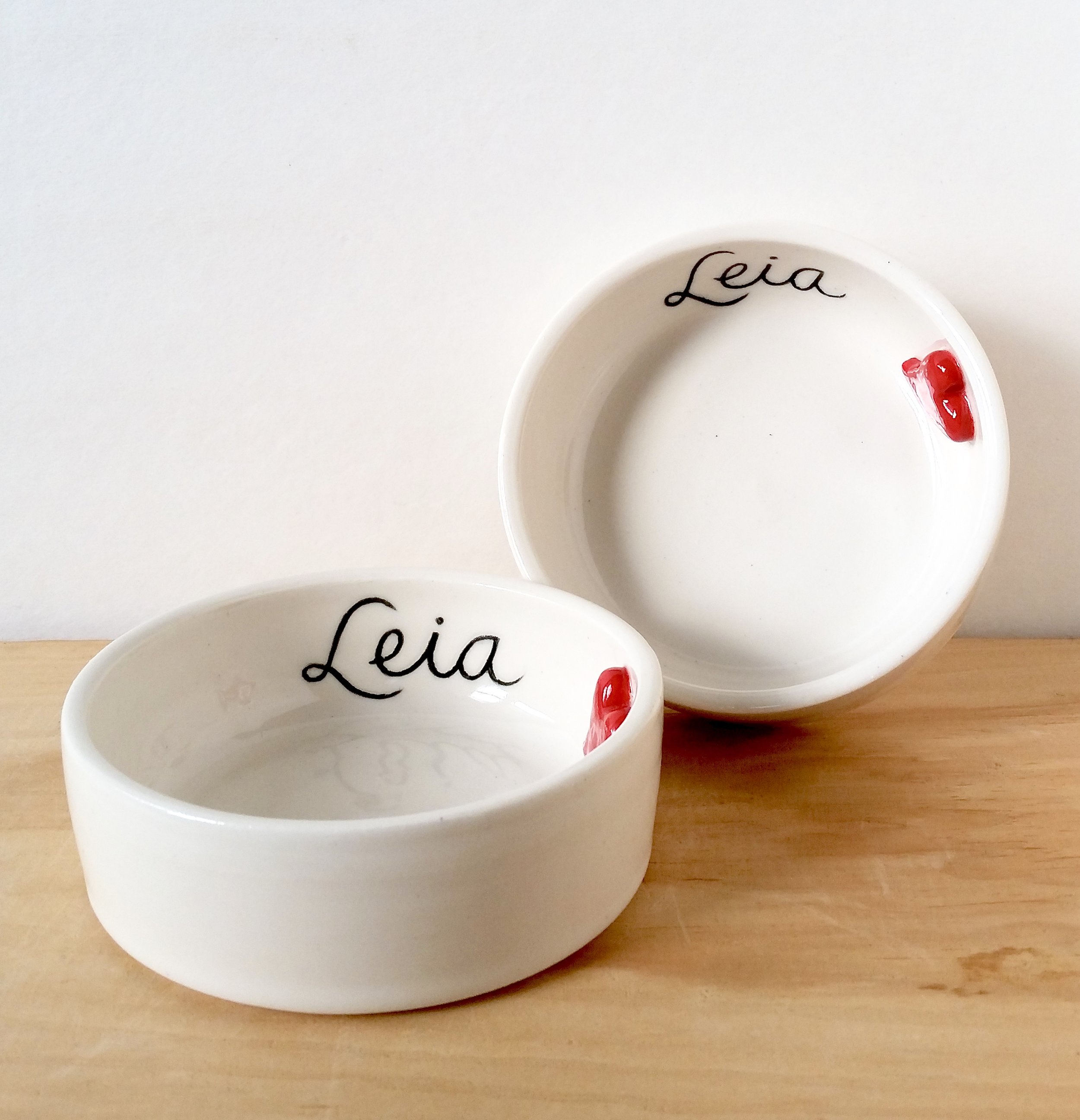 Custom Handmade Large Porcelain Dog Bowl