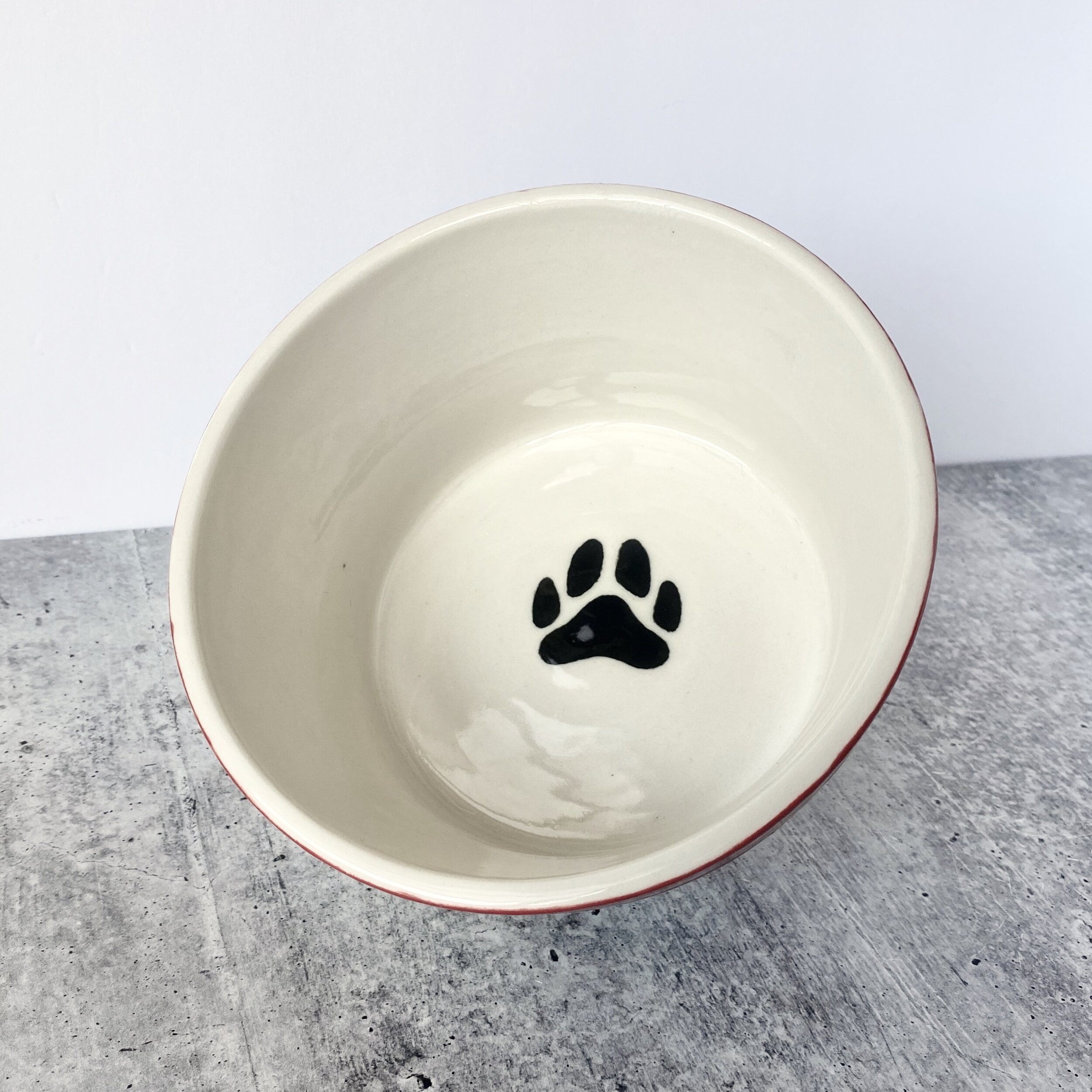 Paw detail on the inside of Junior's bowl!