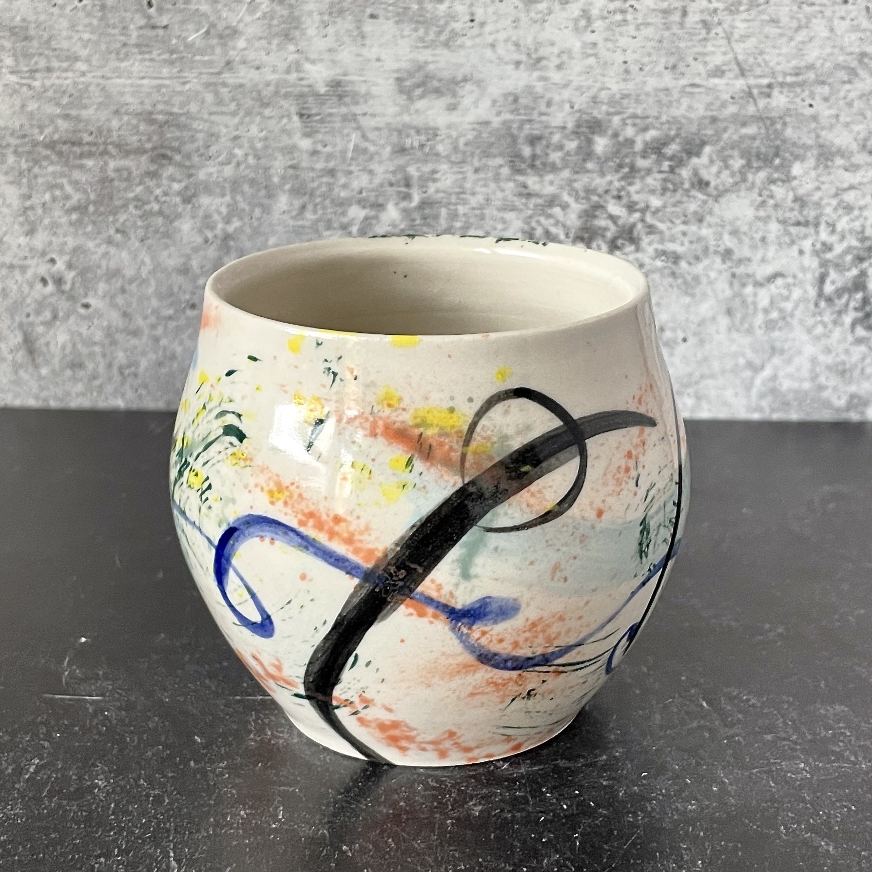Handmade Porcelain Cup with Abstract Painting