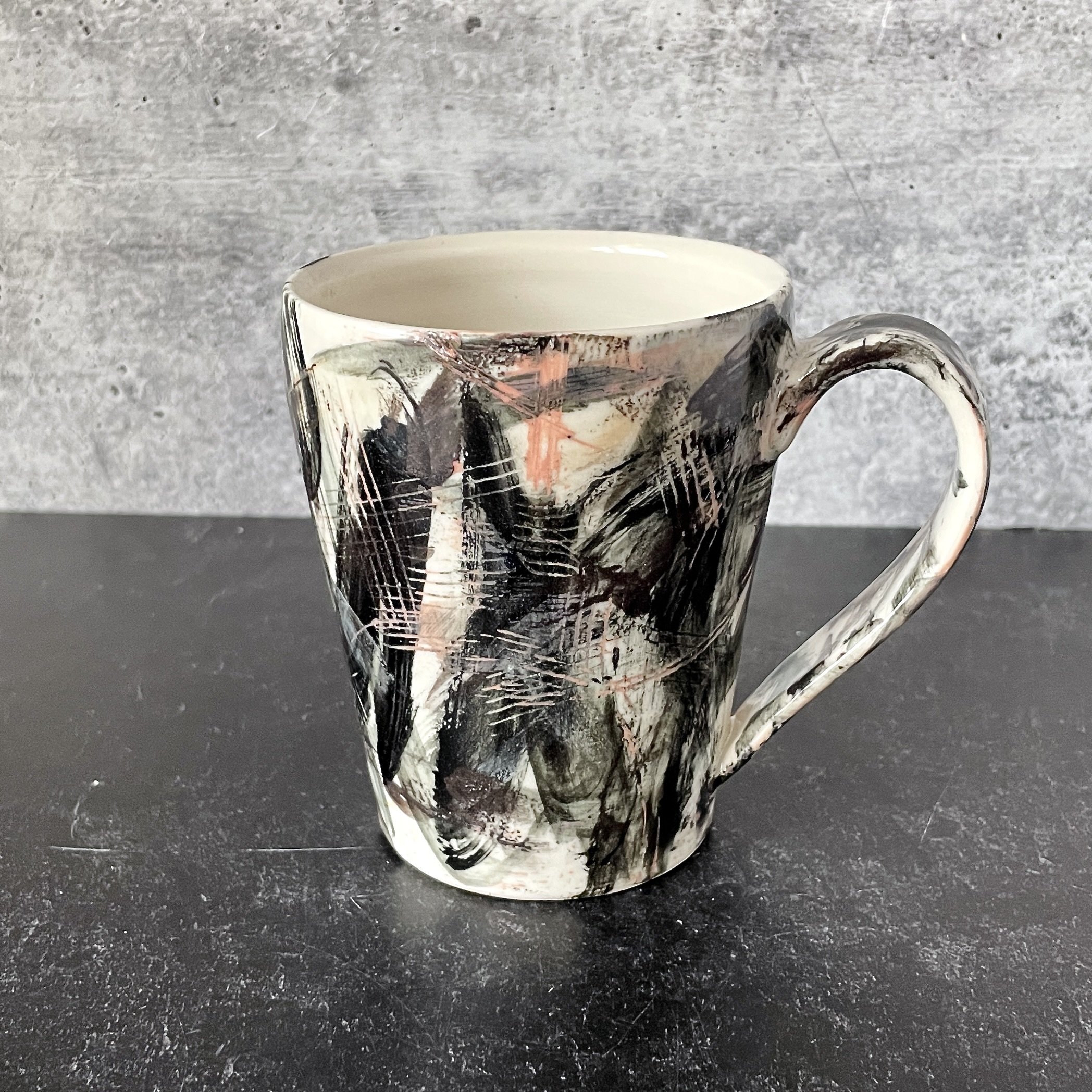 Handmade Porcelain Mug with Modern Abstract Design