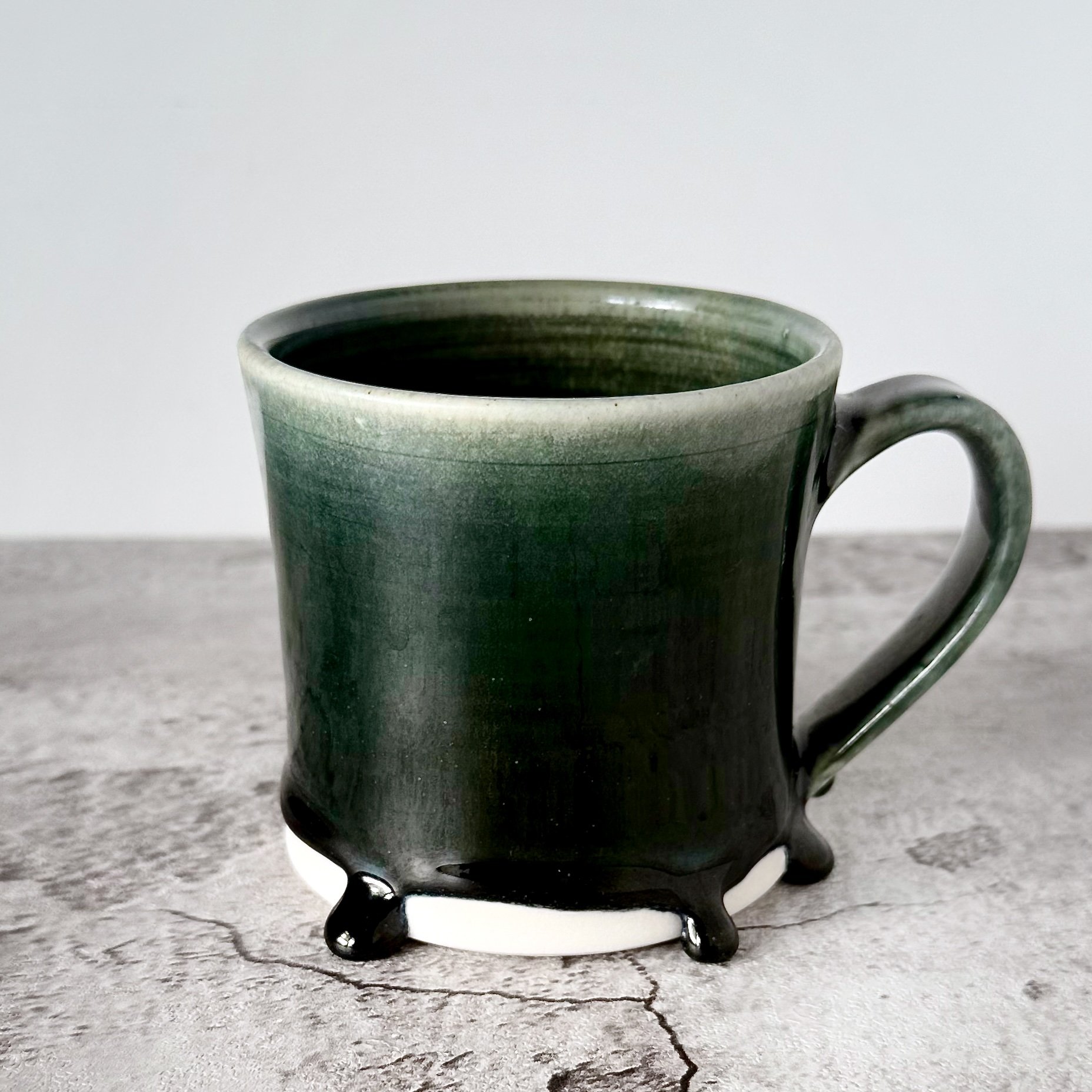 Drippy Evergreen Mist Glaze Porcelain Mug