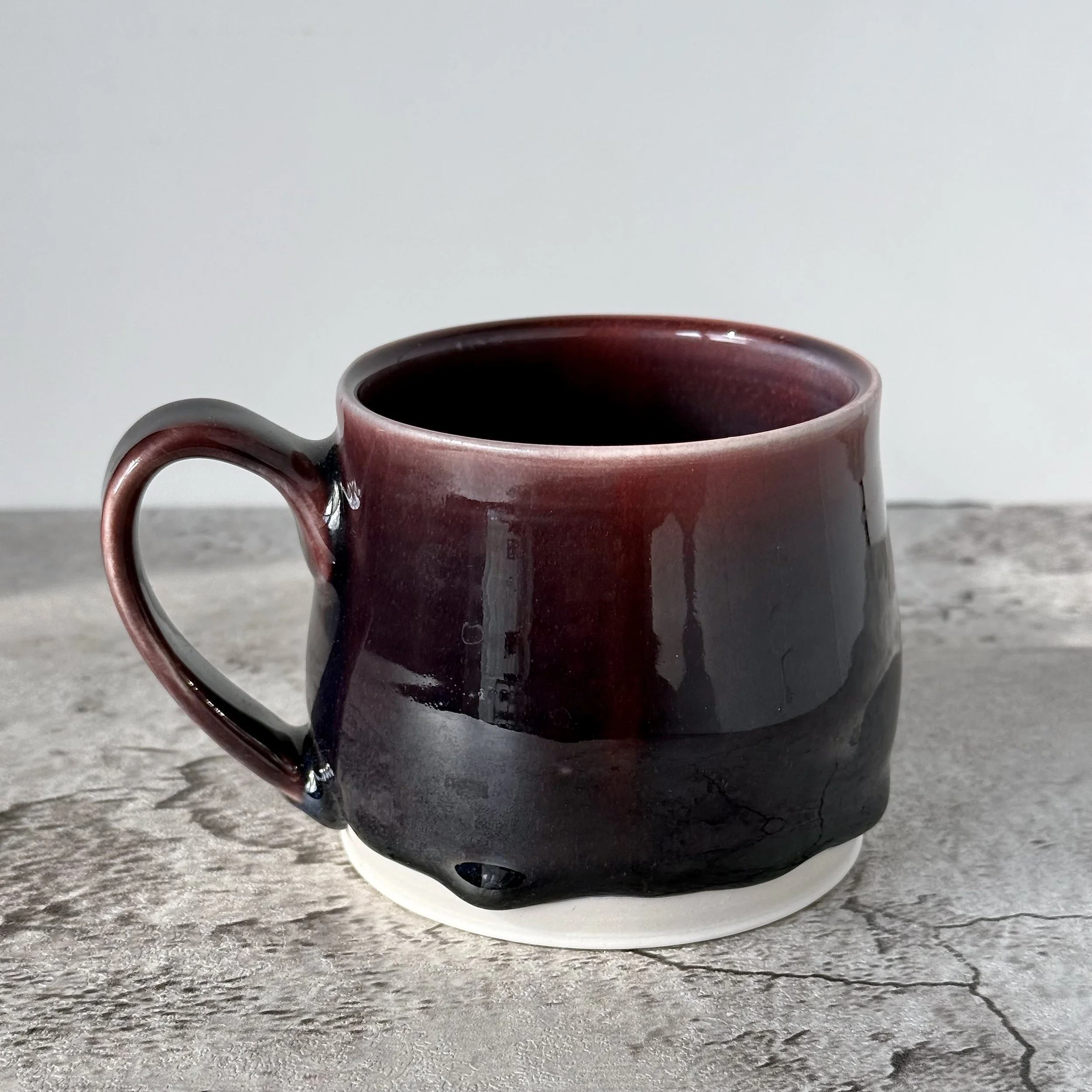 Drippy Aubergine Glaze Porcelain Mug
