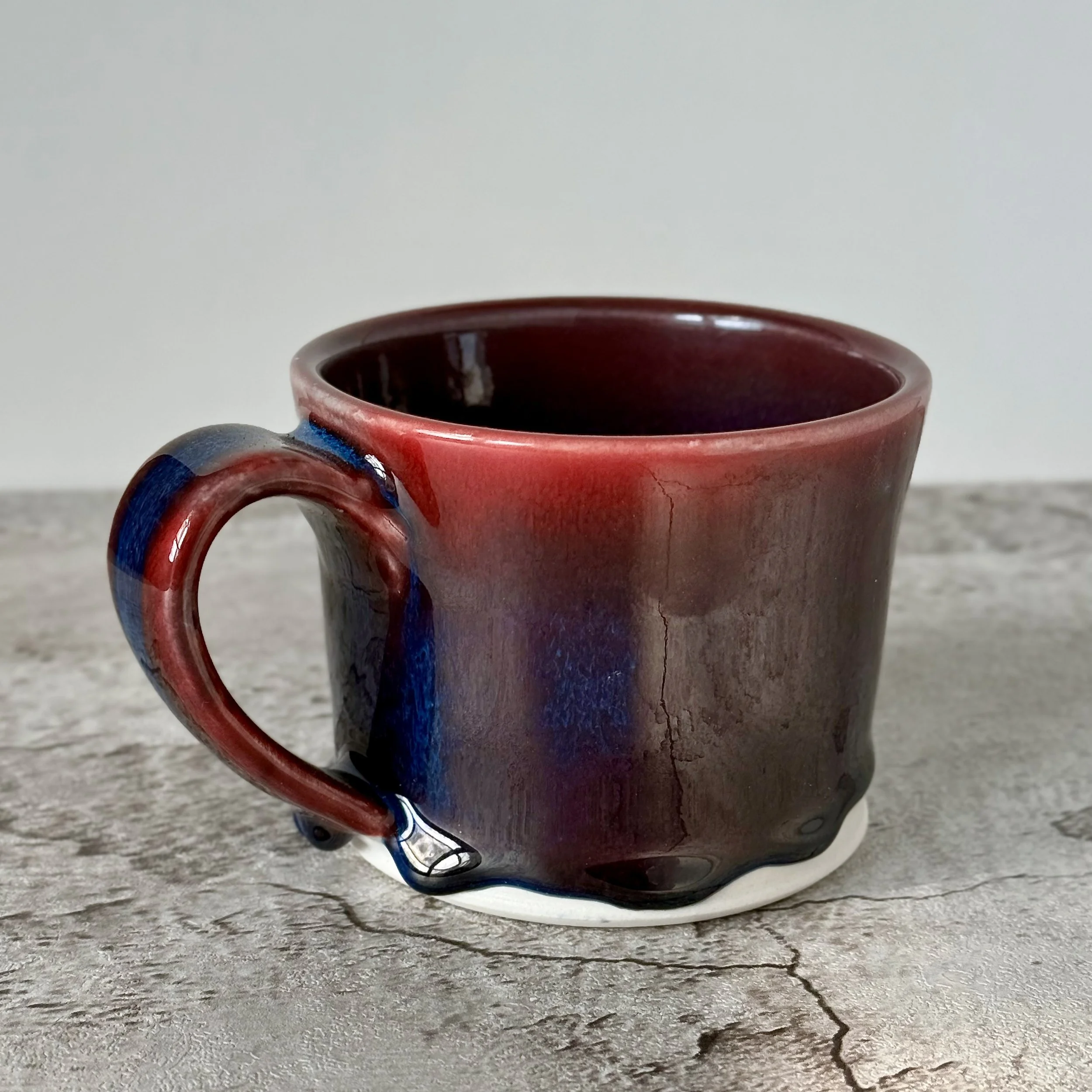 Drippy Aubergine Glaze Porcelain Mug