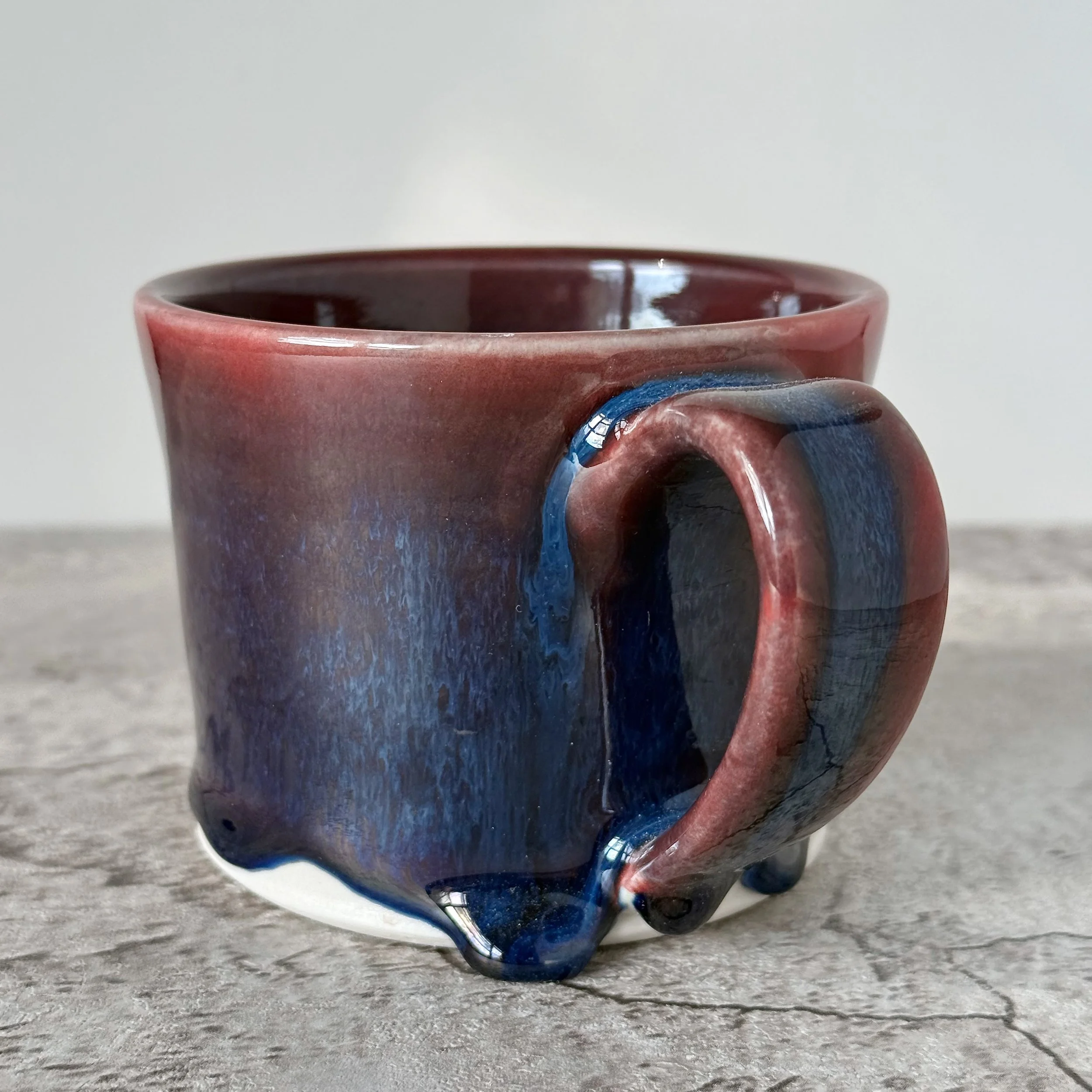 Drippy Aubergine Glaze Porcelain Mug