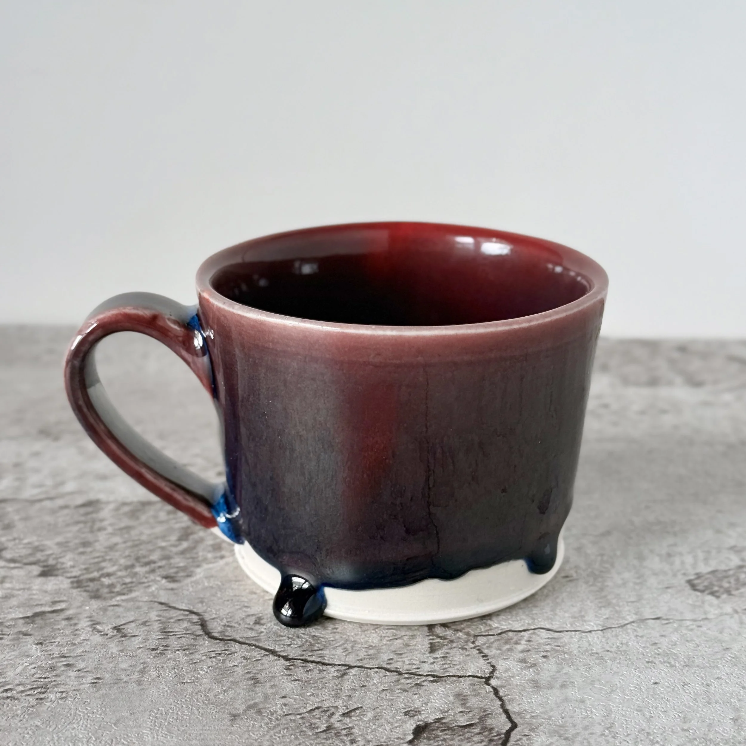 Drippy Aubergine Glaze Porcelain Mug
