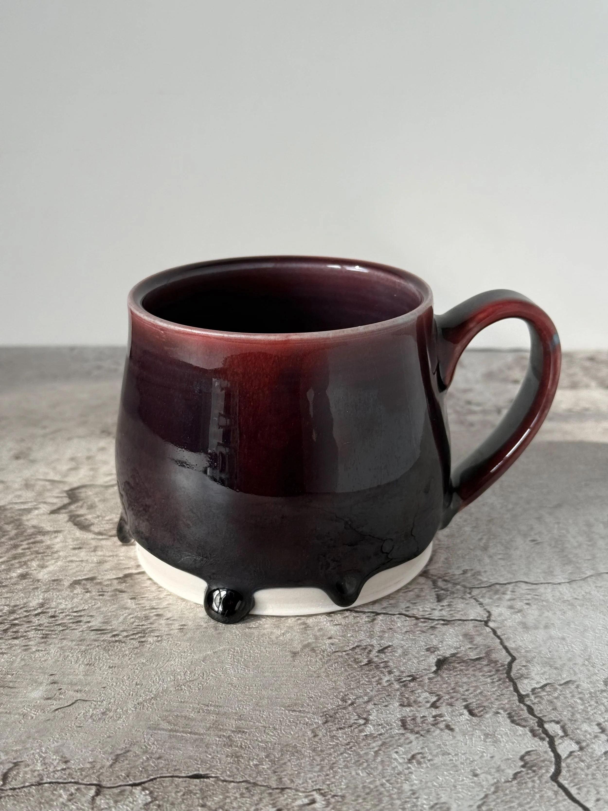 Drippy Aubergine Glaze Porcelain Mug