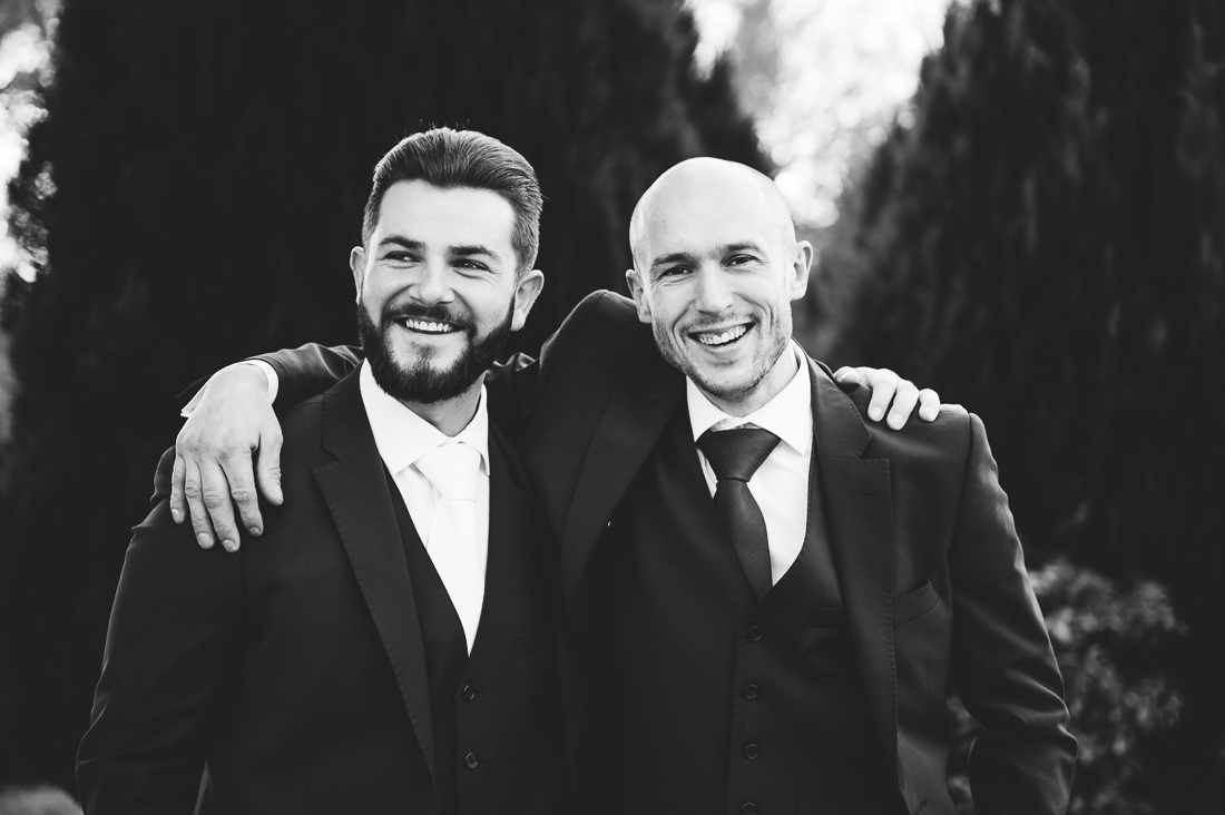 Natural black and white shot of the Groom and best man. Eaves Hall wedding photography