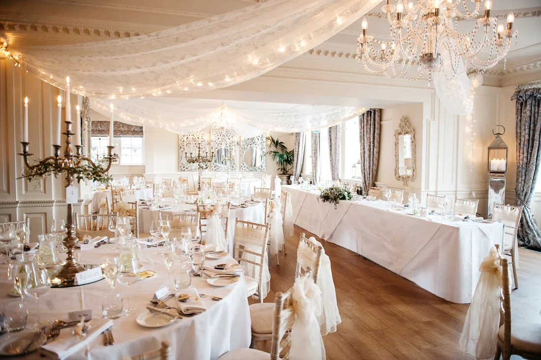Eaves Hall dressed ready for the wedding breakfast. Clitheroe wedding photography