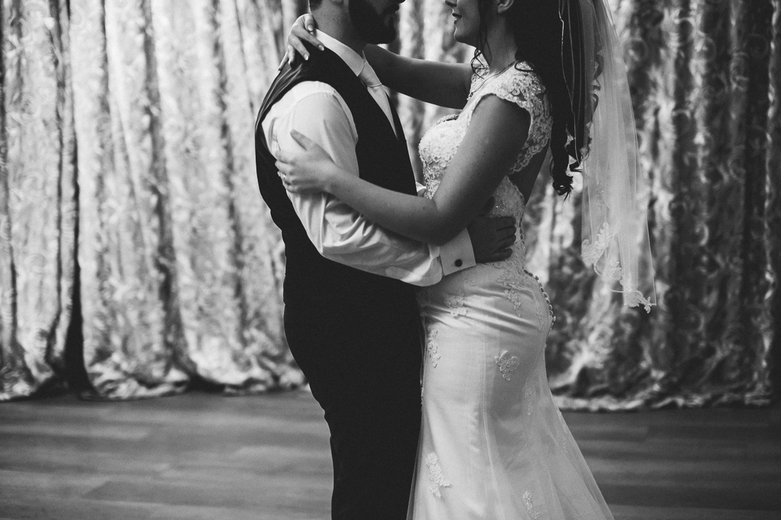 Black and white shot of first dance