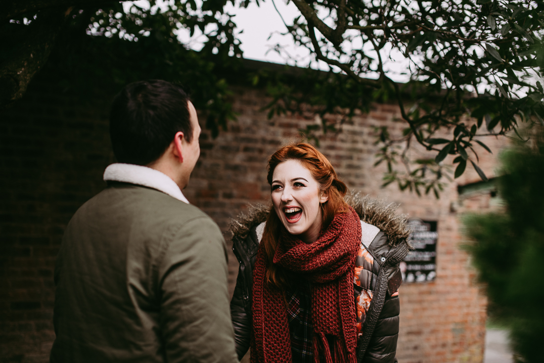 Natural shot of bride-to-be laughing. Haigh Hall photography