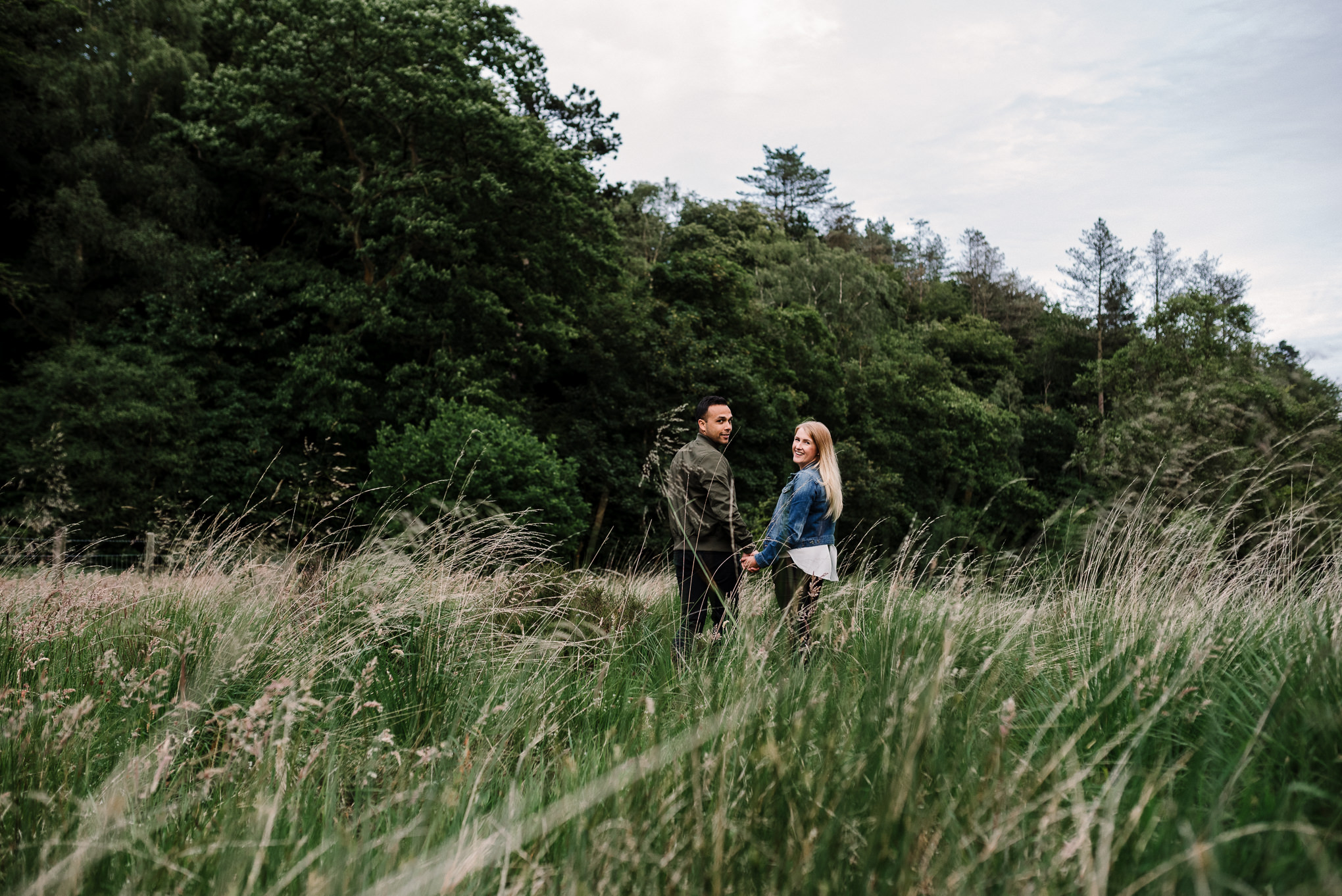 Walking in long grass at Entwistle Reservoir. Natural photography, Lancashire