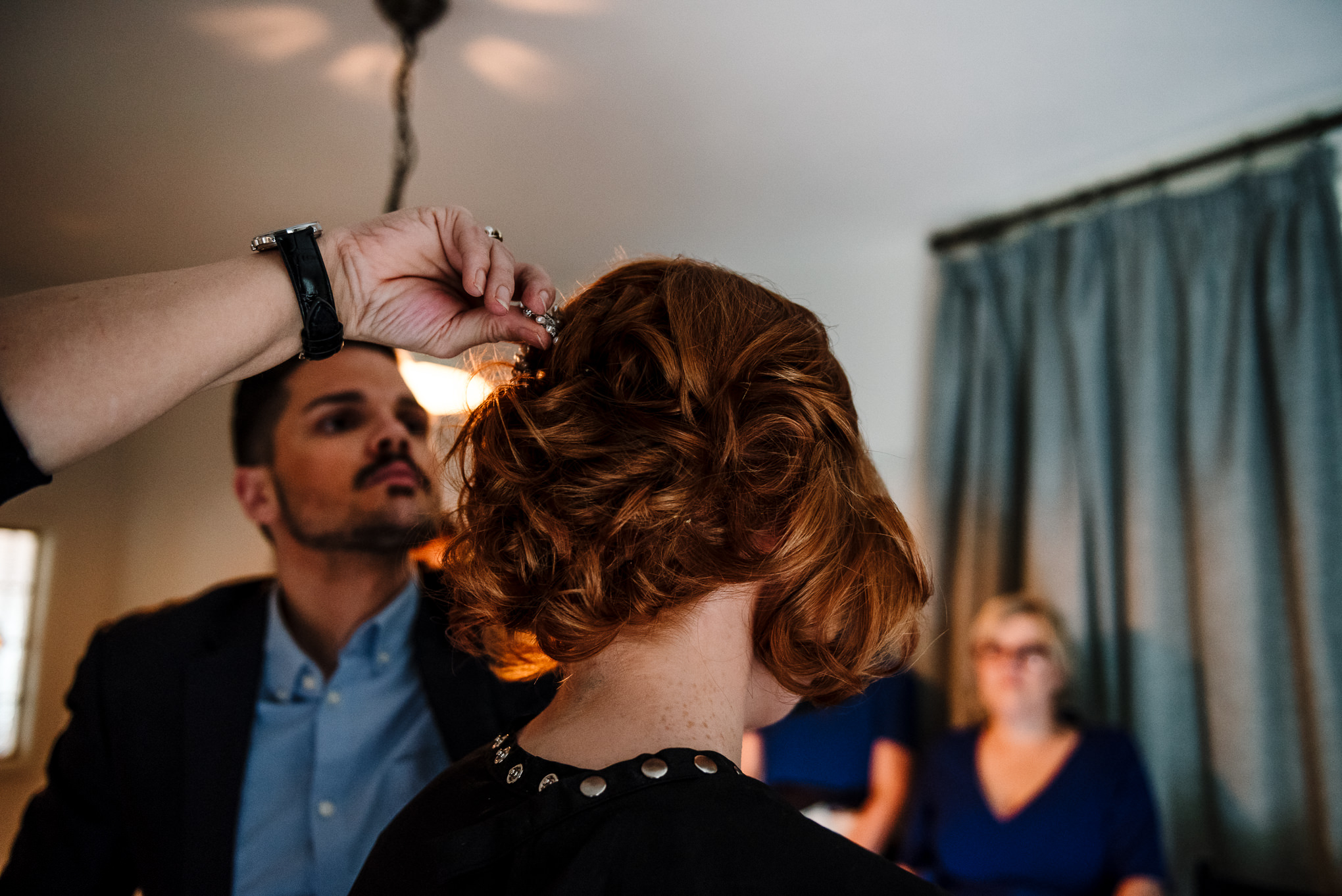 Natural shot of bride getting ready