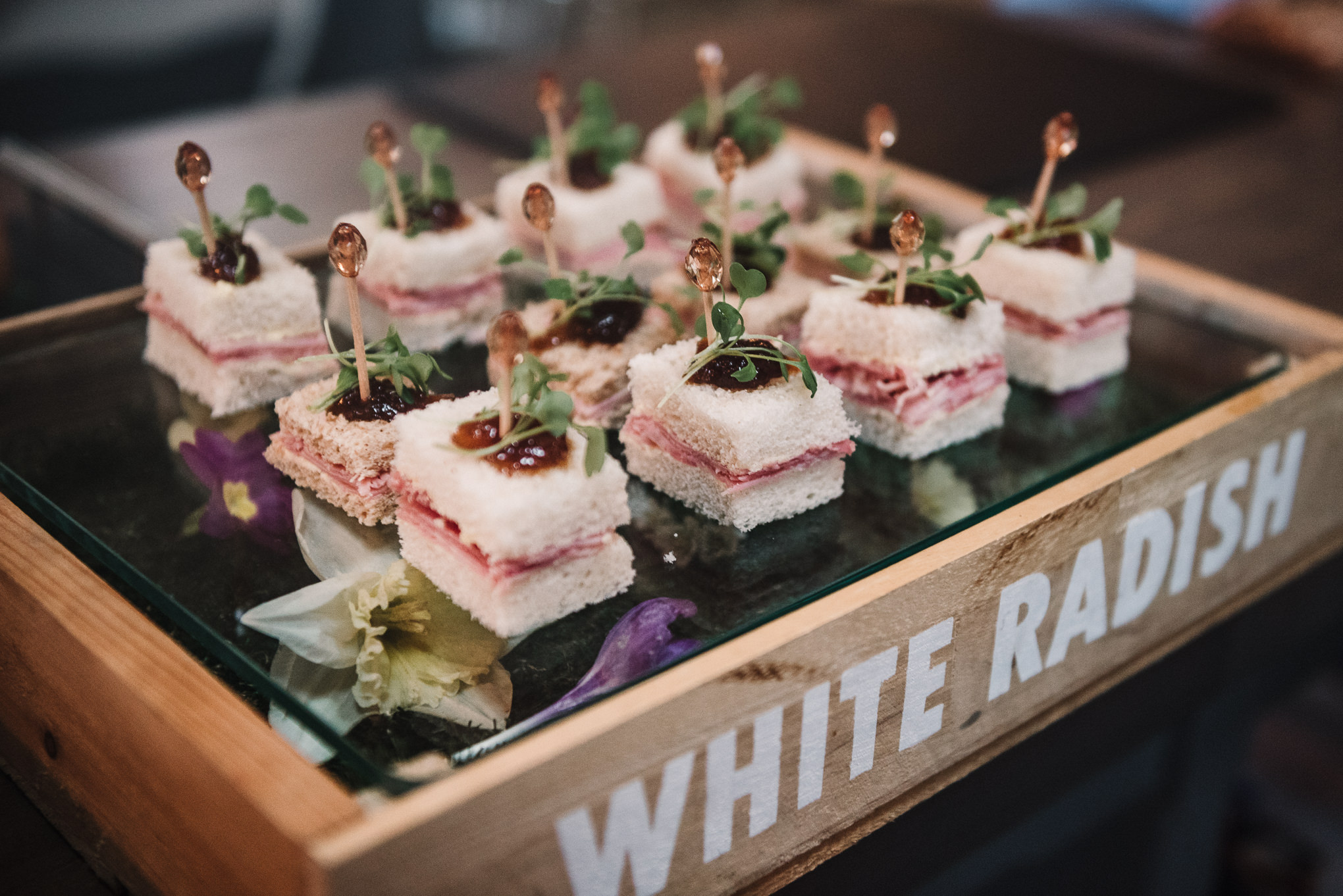 Canapes by White Radish Wedding Caters. 