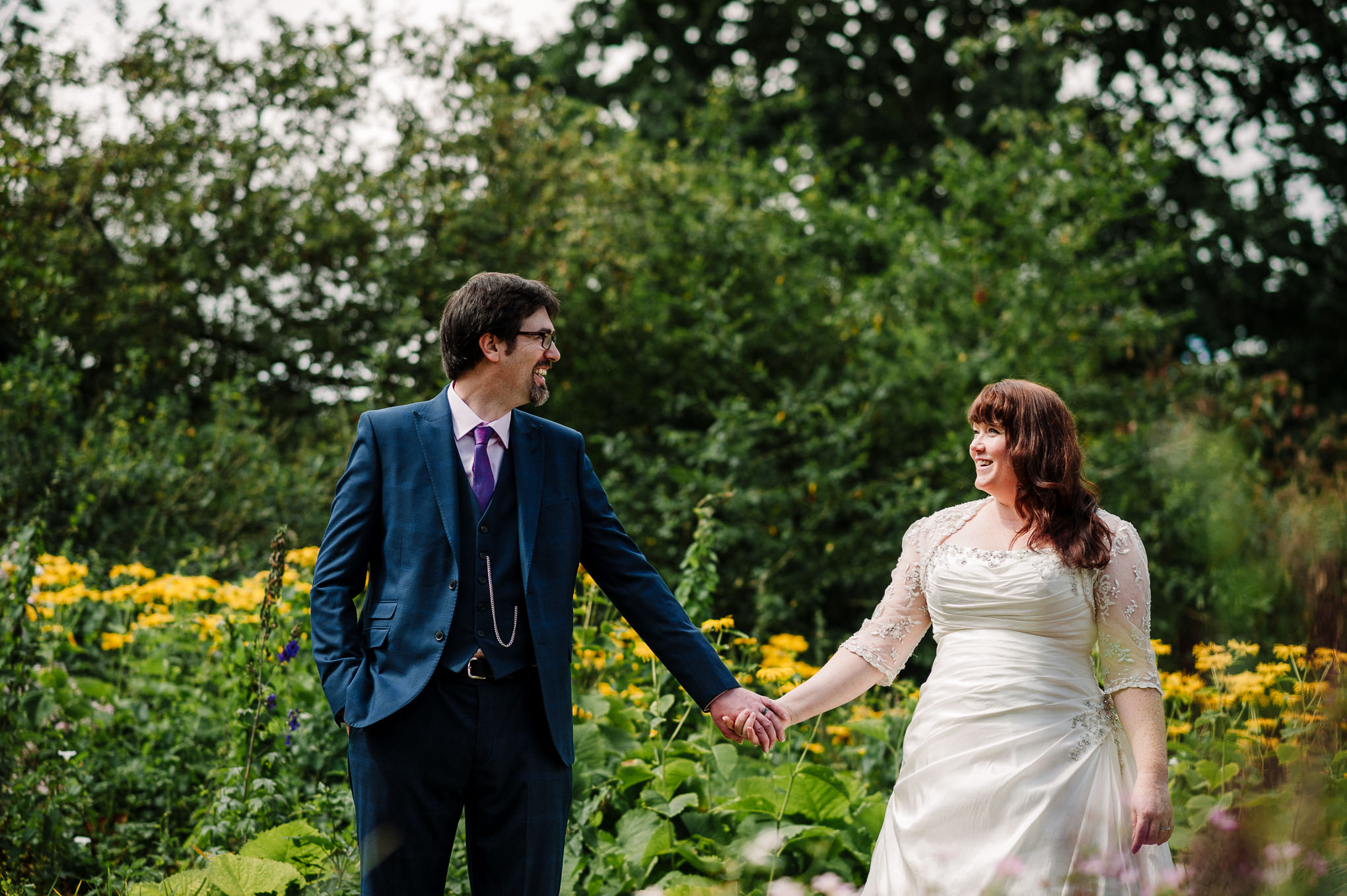 Natural portrait of couple laughing together.