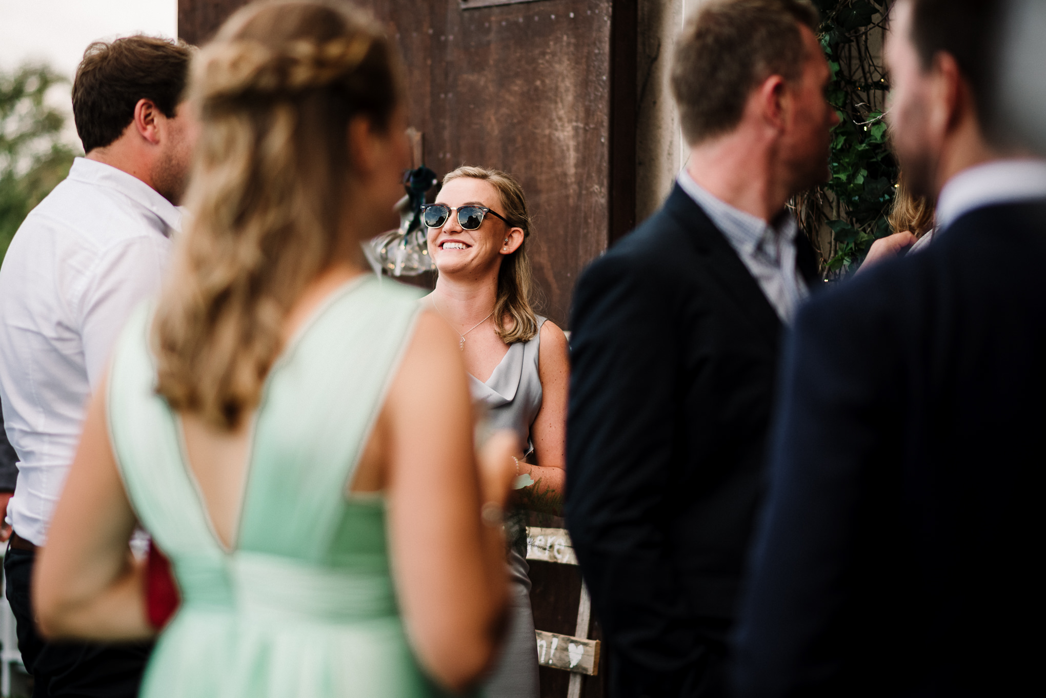 Natural shot of bridesmaid on the farm