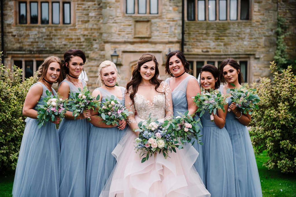 Bride and bridesmaids at Stanley House. Lancashire wedding photography