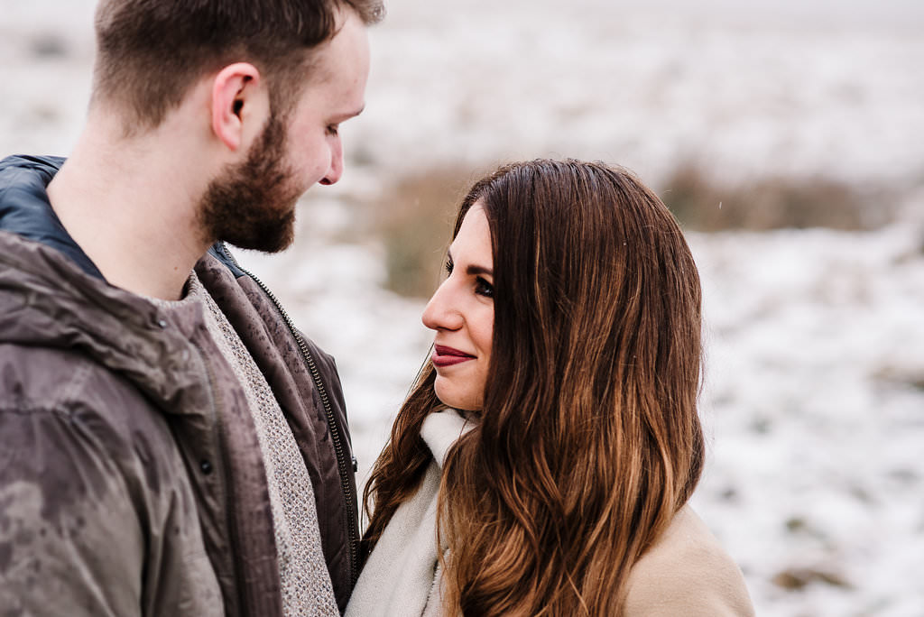 Closeup of couple. Natural engagement photography 