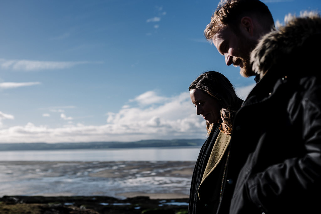 Silhouette of couple with views out to sea