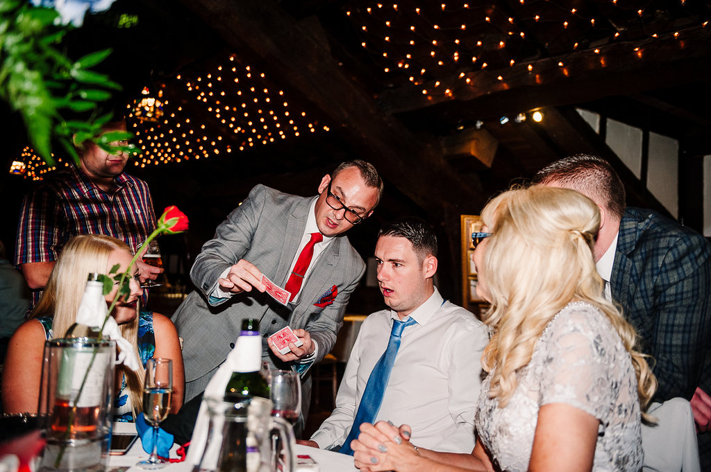 Magician Andrew Dean at Rivington Hall Barn wedding