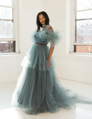 elisabeth pleated tulle formal dress Big Sky blue tulle gown by Elizabeth Dye — Elizabeth Dye