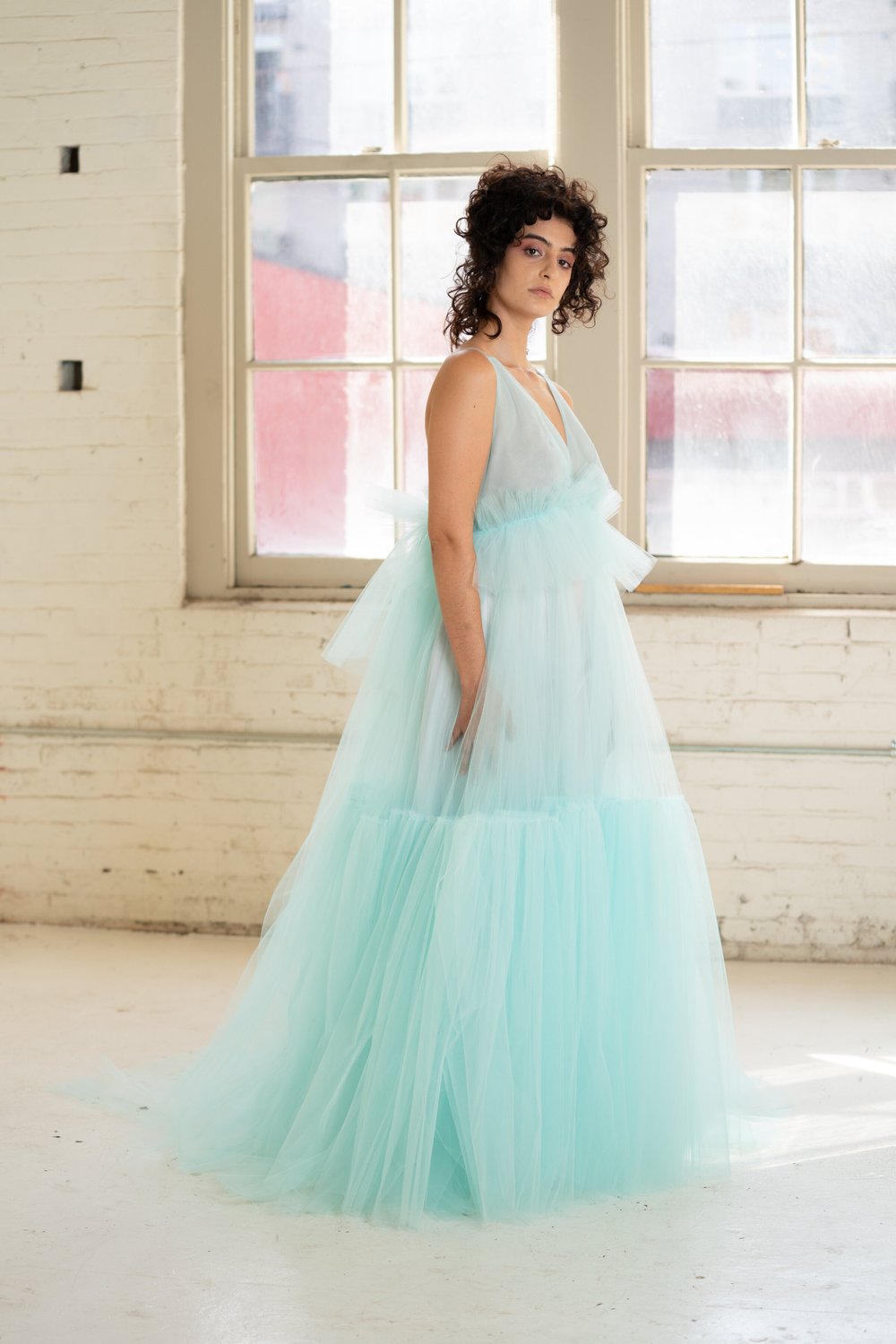 open lace back dress Poly USA 9442 Sequin Print Sleeveless Slit Gown main image 0