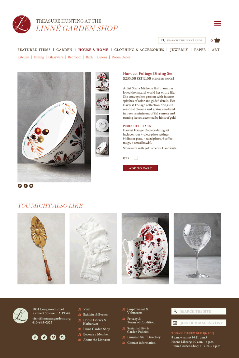 Linnaean: website (shop item page)