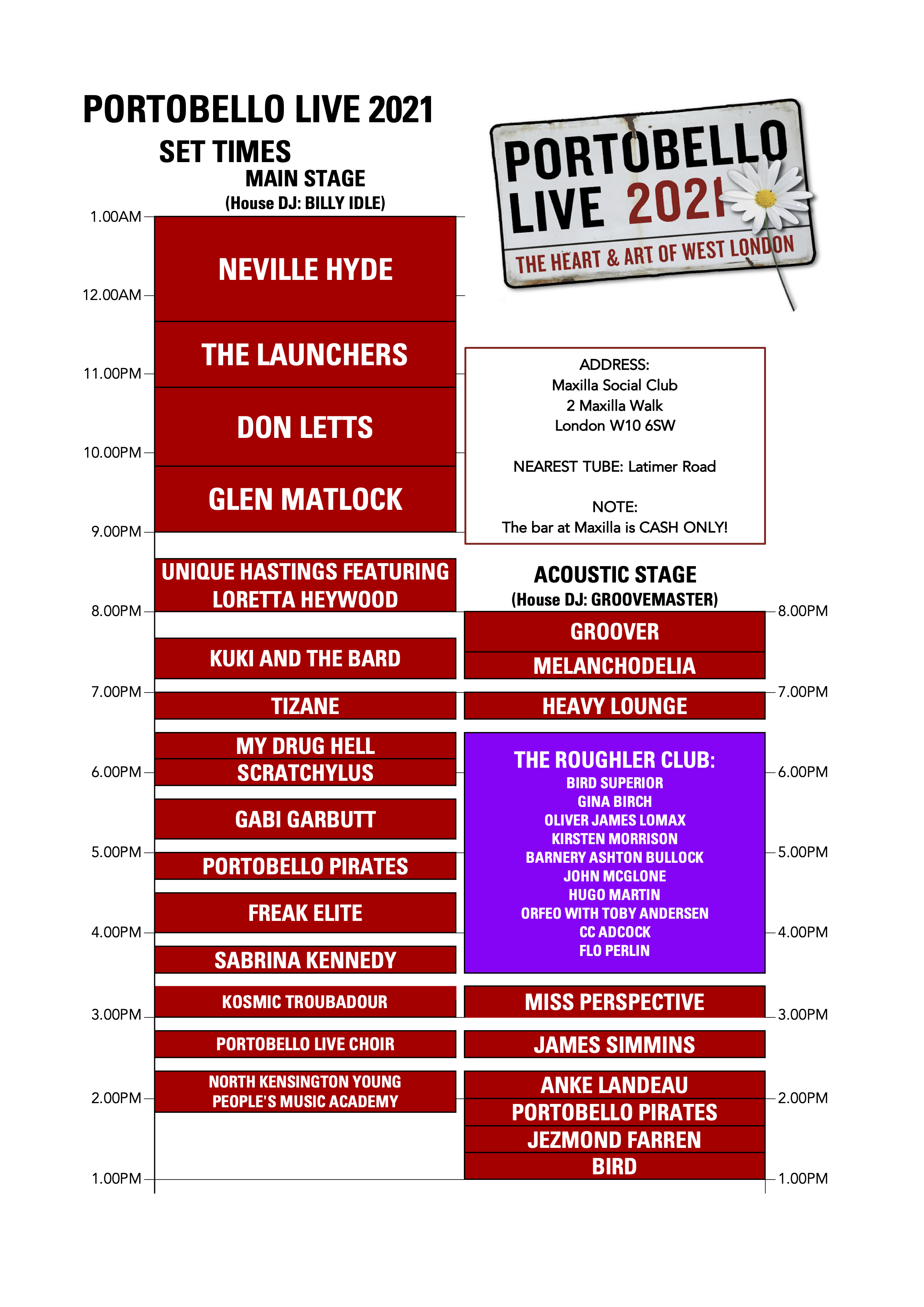 Portobello Live Lineup