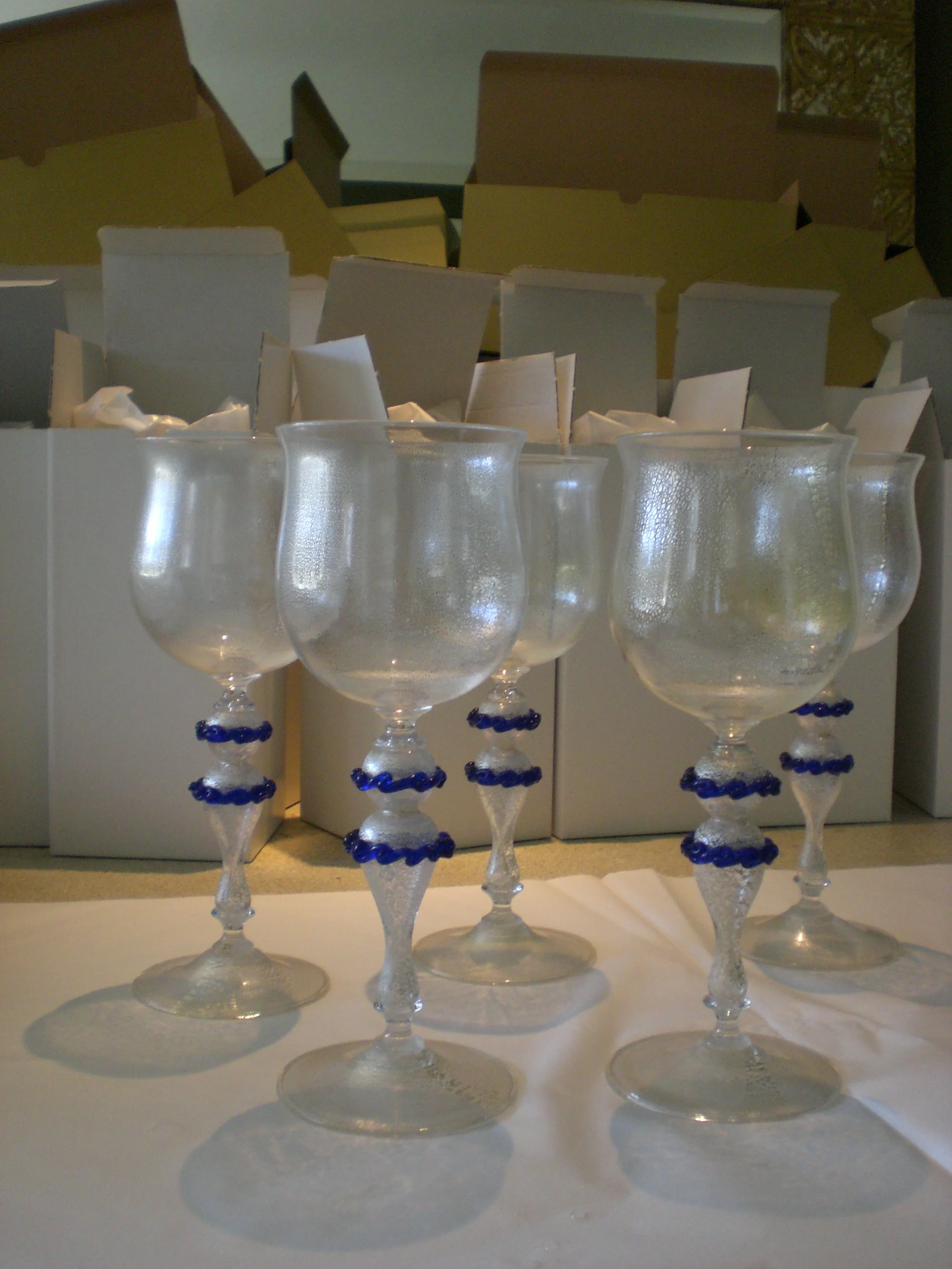 Murano Goblets being wrapped