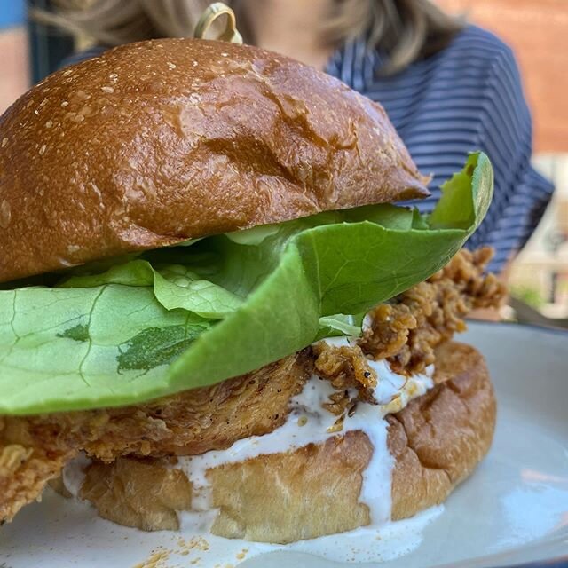 Fried chicken sando from @glassonionsc #friedchicken #sandwhich