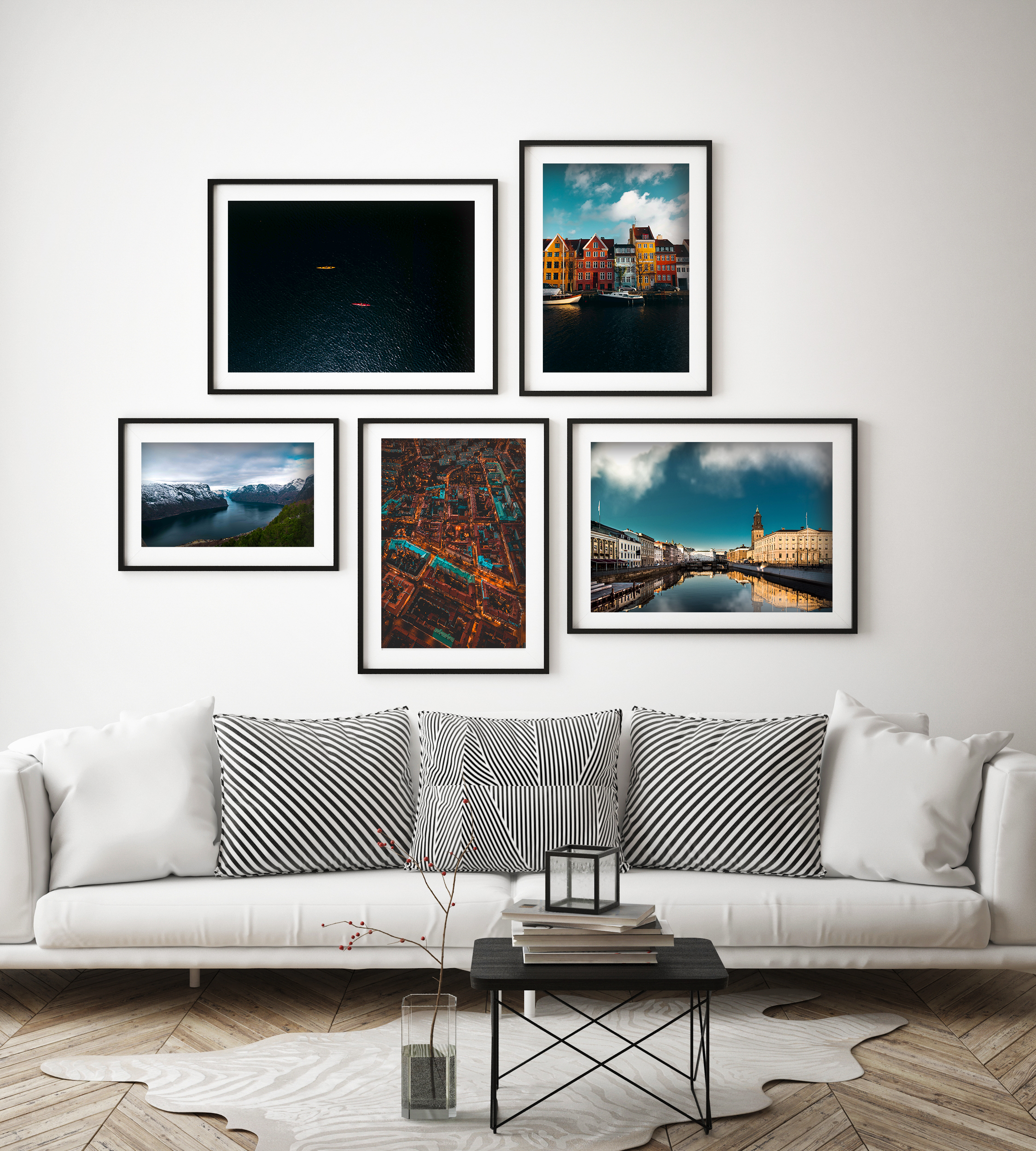Archipelago (30x40cm) Colors Of Copenhagen (30x40 cm) Nærøyfjorden (30x40 cm) Gothenburg City Lights (30x40 cm) Lejontrappan (30x40 cm) 