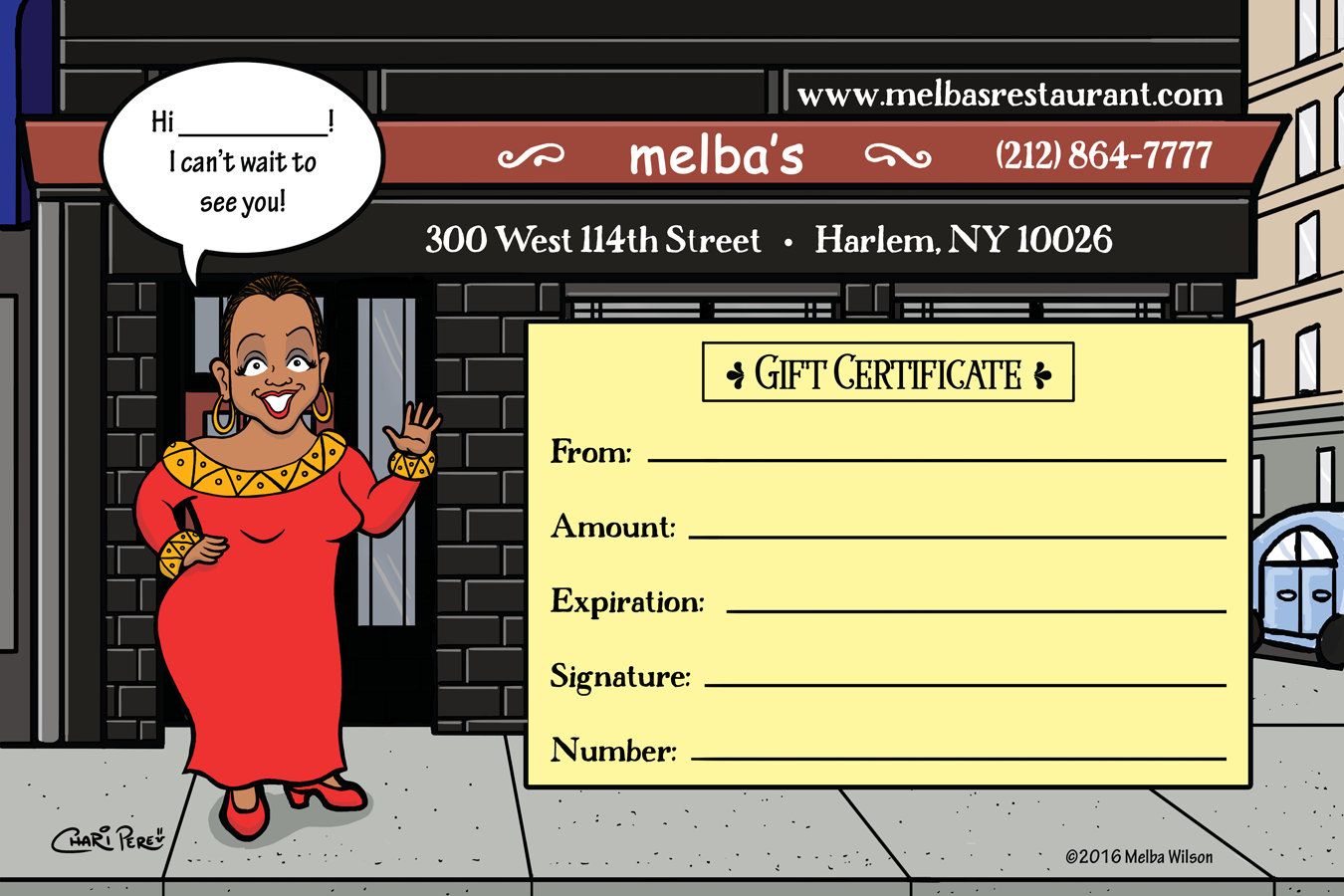 Melba's Gift Certificate