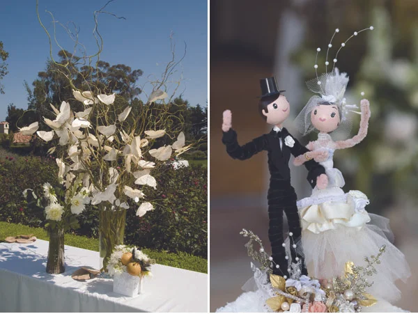www.santabarbarawedding.com | Our Lady of Mount Carmel Ceremony | Melissa Musgrove Photography | Escort Card Tree | Wedding Cake Topper