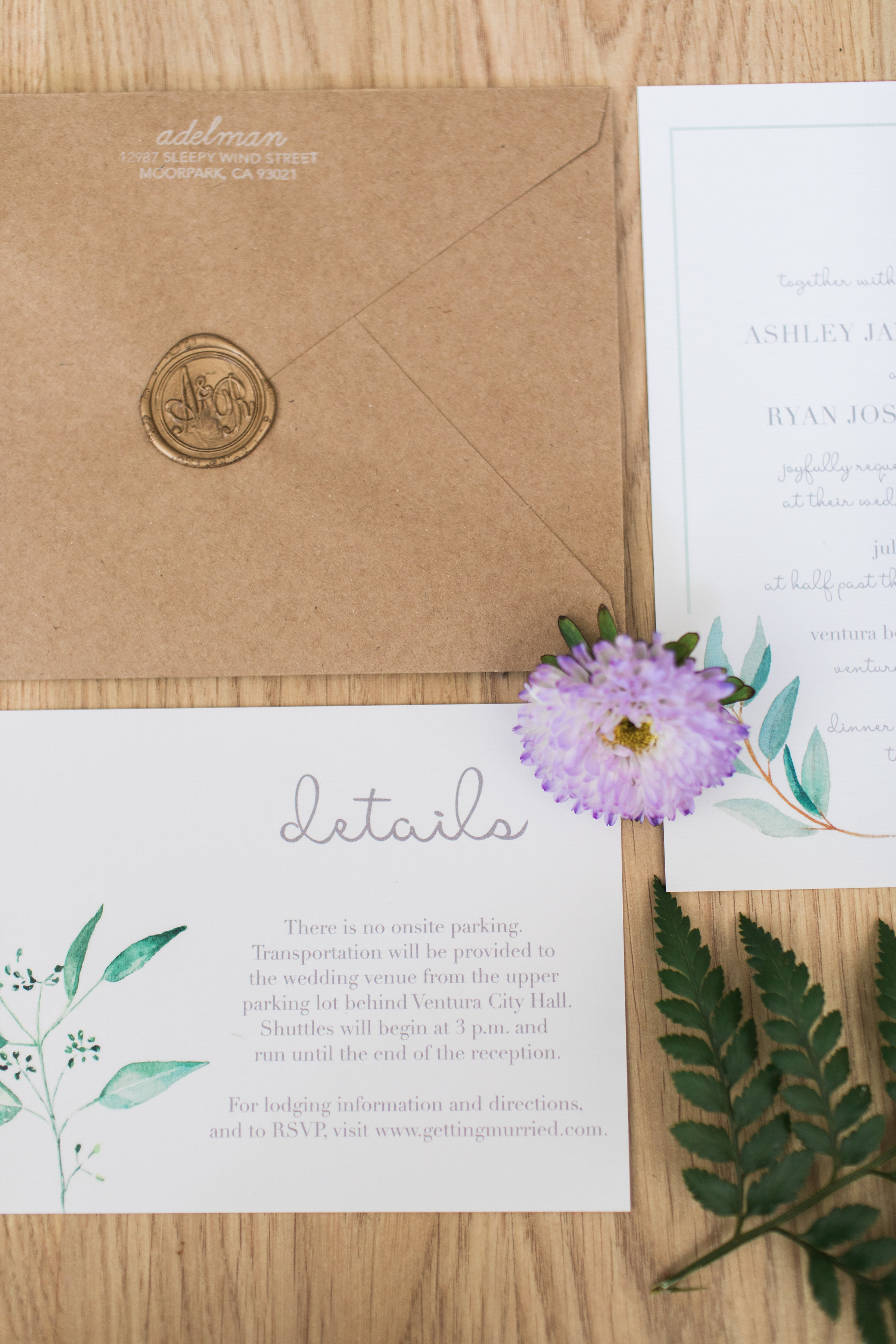 www.santabarbarawedding.com | Ann Johnson | Katie Shuler Photography | Ventura Botanical Gardens | Wedding Invitations