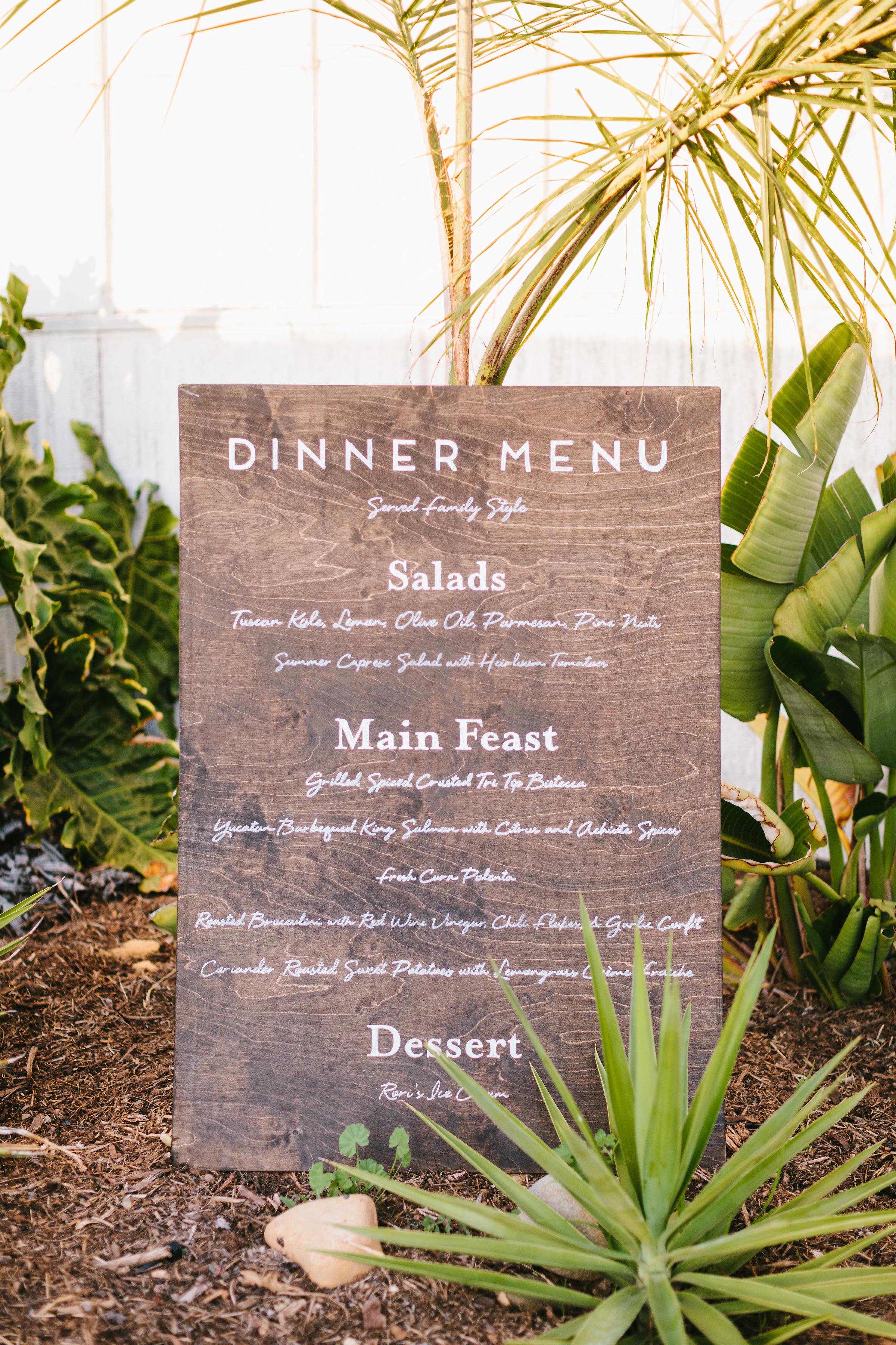 www.santabarbarawedding.com | Jodee Debes | Dos Pueblos Orchid Farm | Dinner Menu