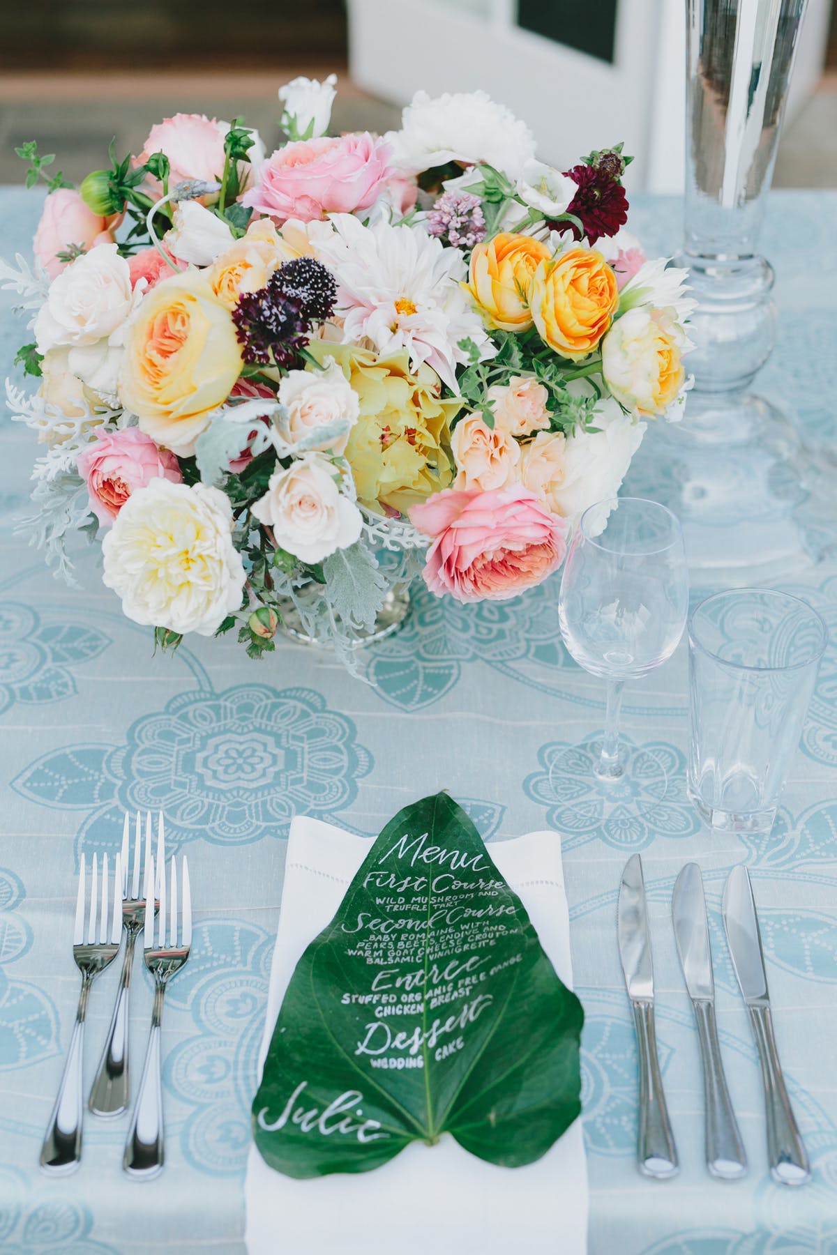 www.santabarbarawedding.com | San Ysidro Ranch | Alegria by Design | Jake + Necia Photography | Monstera Leaf Menu